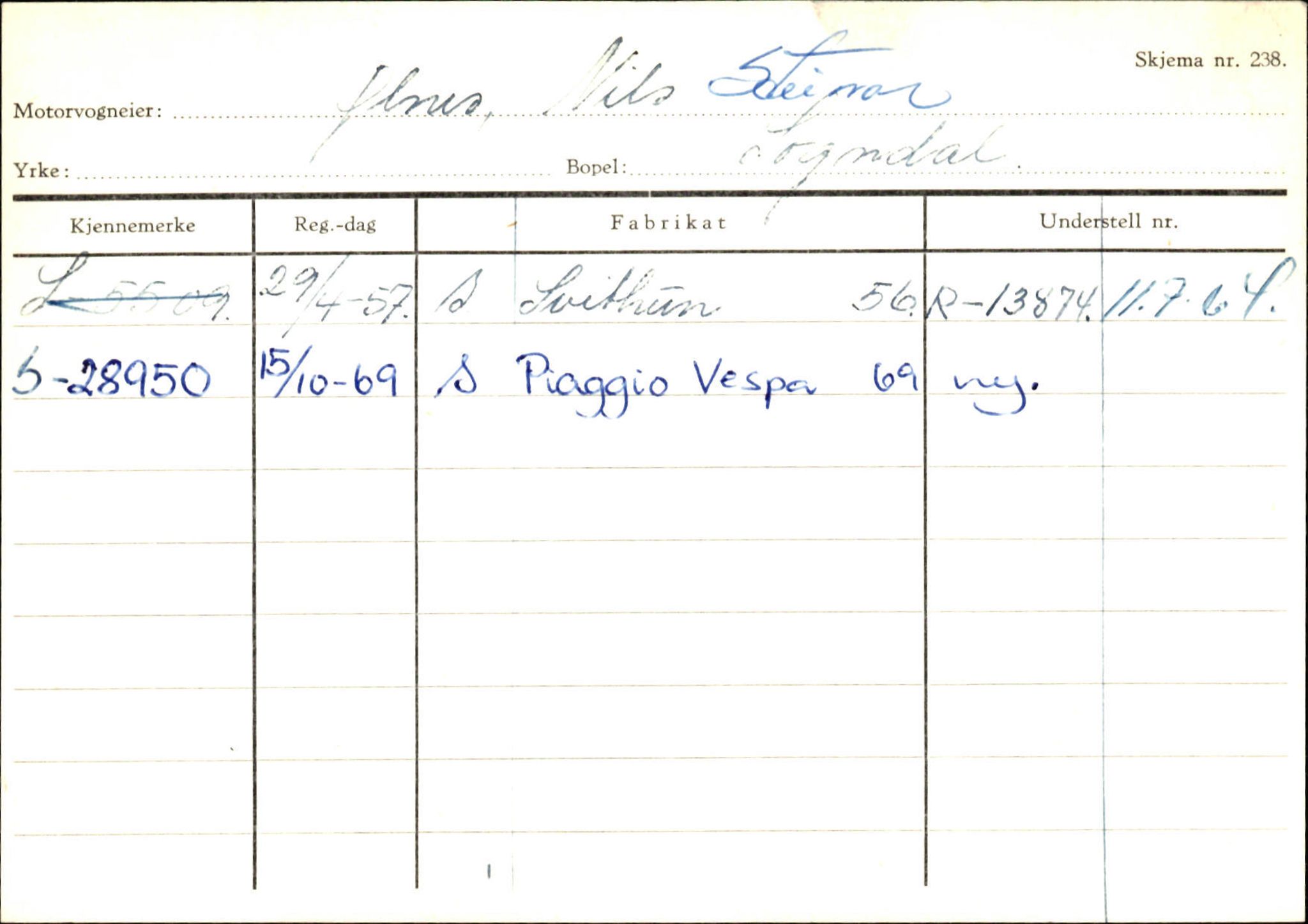 Statens vegvesen, Sogn og Fjordane vegkontor, AV/SAB-A-5301/4/F/L0125: Eigarregister Sogndal V-Å. Aurland A-Å. Fjaler A-N, 1945-1975, p. 250