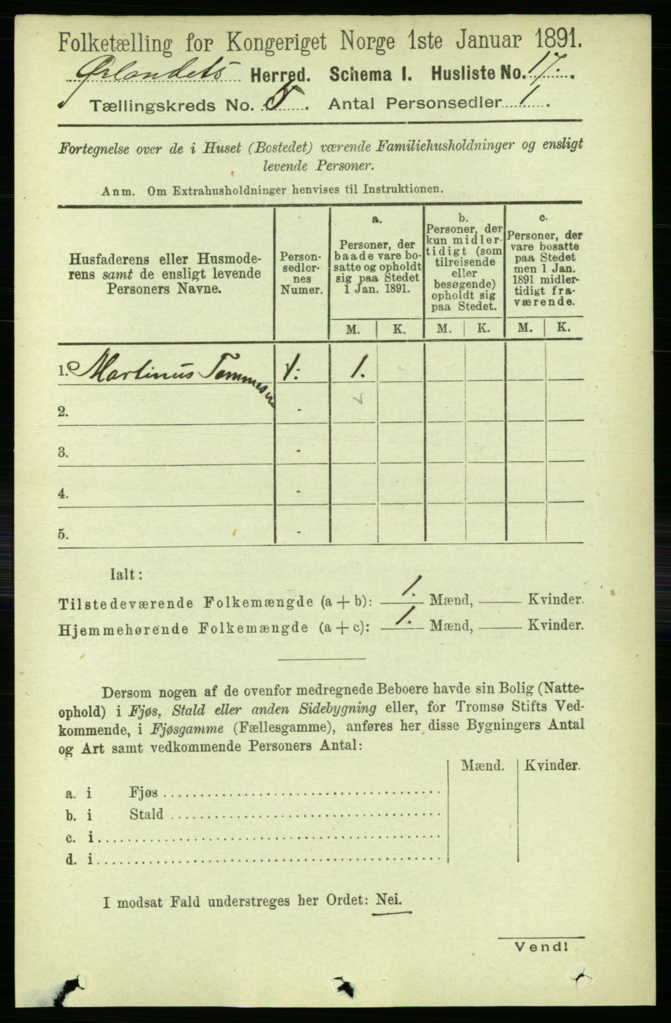 RA, 1891 census for 1621 Ørland, 1891, p. 1657
