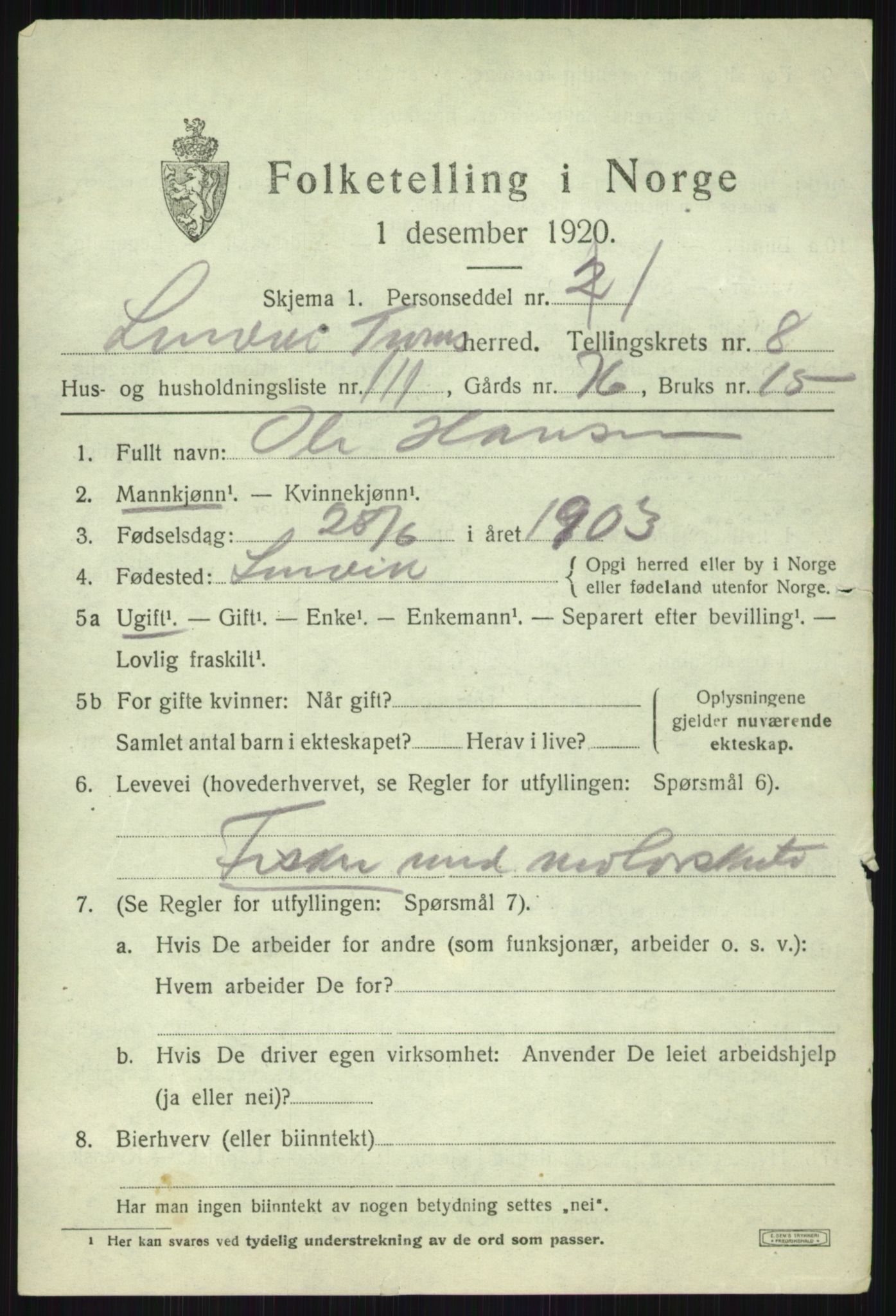 SATØ, 1920 census for Lenvik, 1920, p. 12282