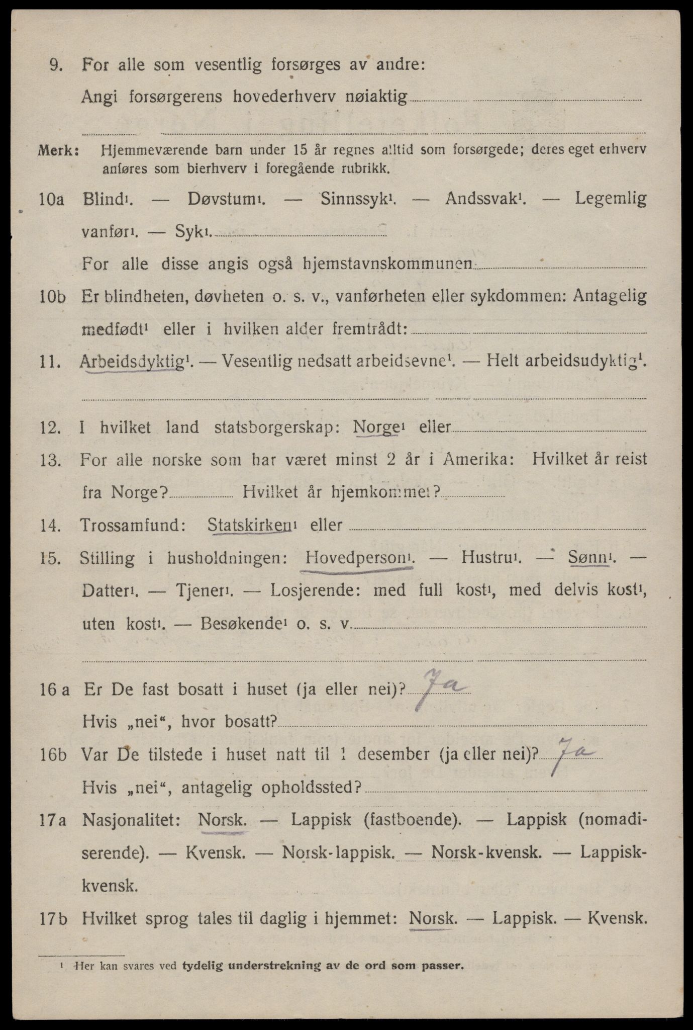 SAT, 1920 census for Værøy, 1920, p. 3130