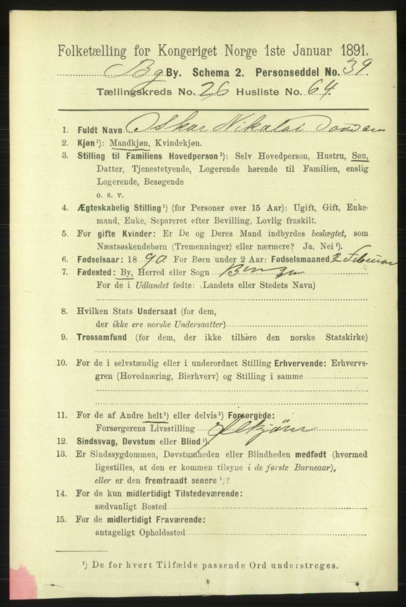 RA, 1891 Census for 1301 Bergen, 1891, p. 35271