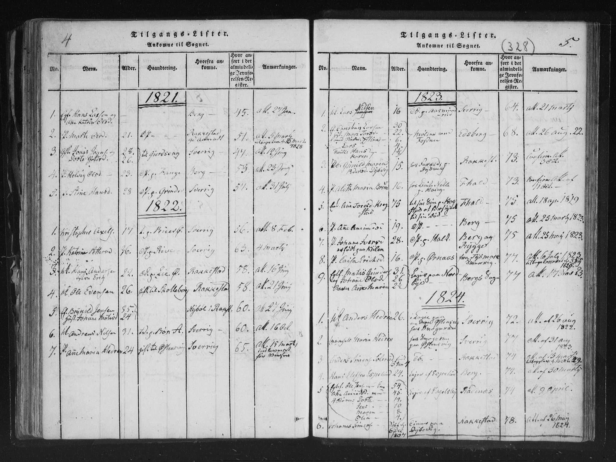 Aremark prestekontor Kirkebøker, AV/SAO-A-10899/F/Fc/L0001: Parish register (official) no. III 1, 1814-1834, p. 4-5