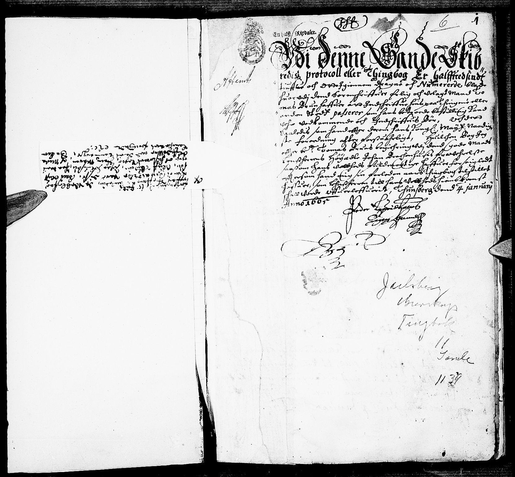 Jarlsberg-sorenskriveriene, AV/SAKO-A-79/F/Fa/L0001: Tingbok, 1665, p. 1