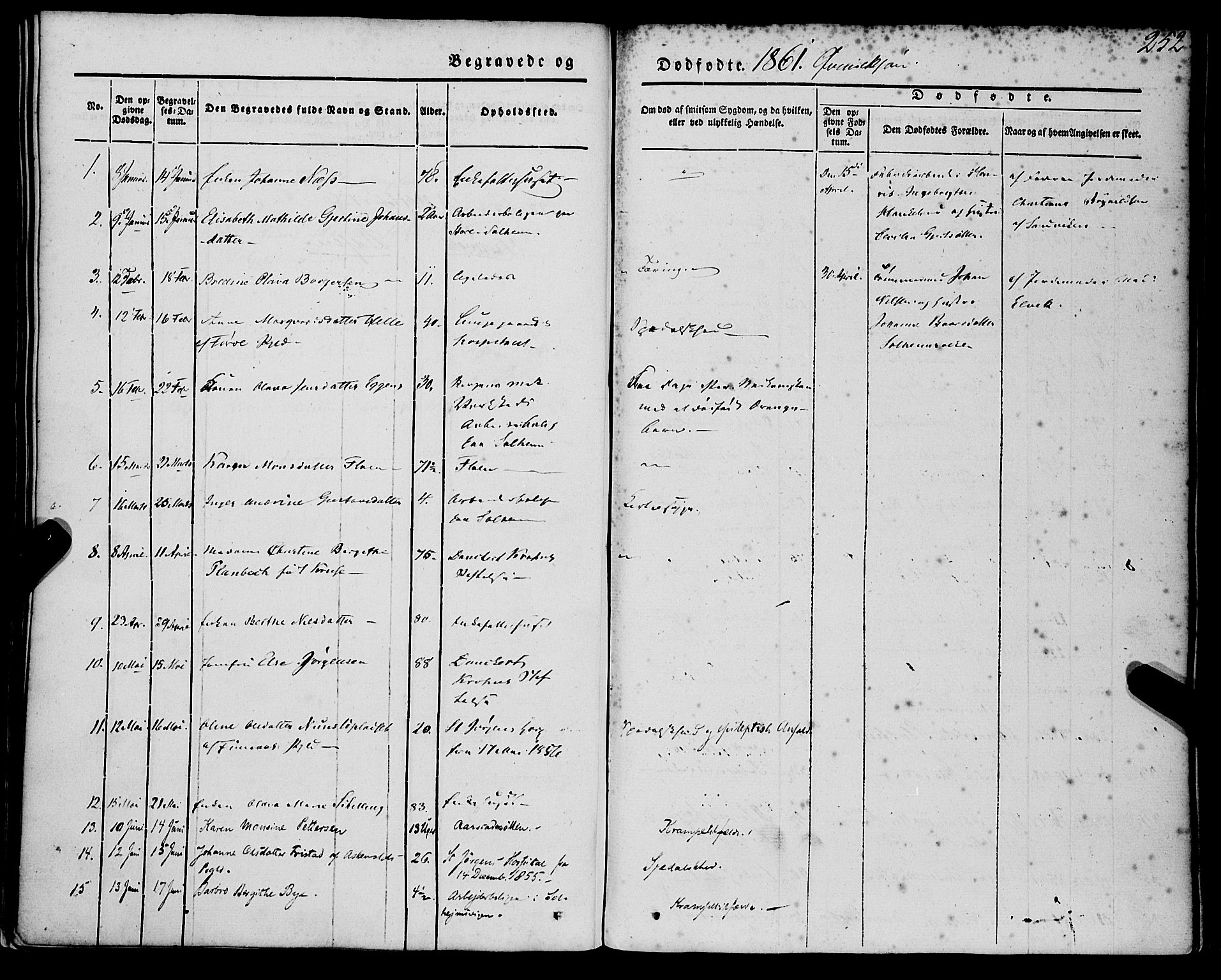 St. Jørgens hospital og Årstad sokneprestembete, AV/SAB-A-99934: Parish register (official) no. A 4, 1844-1863, p. 252