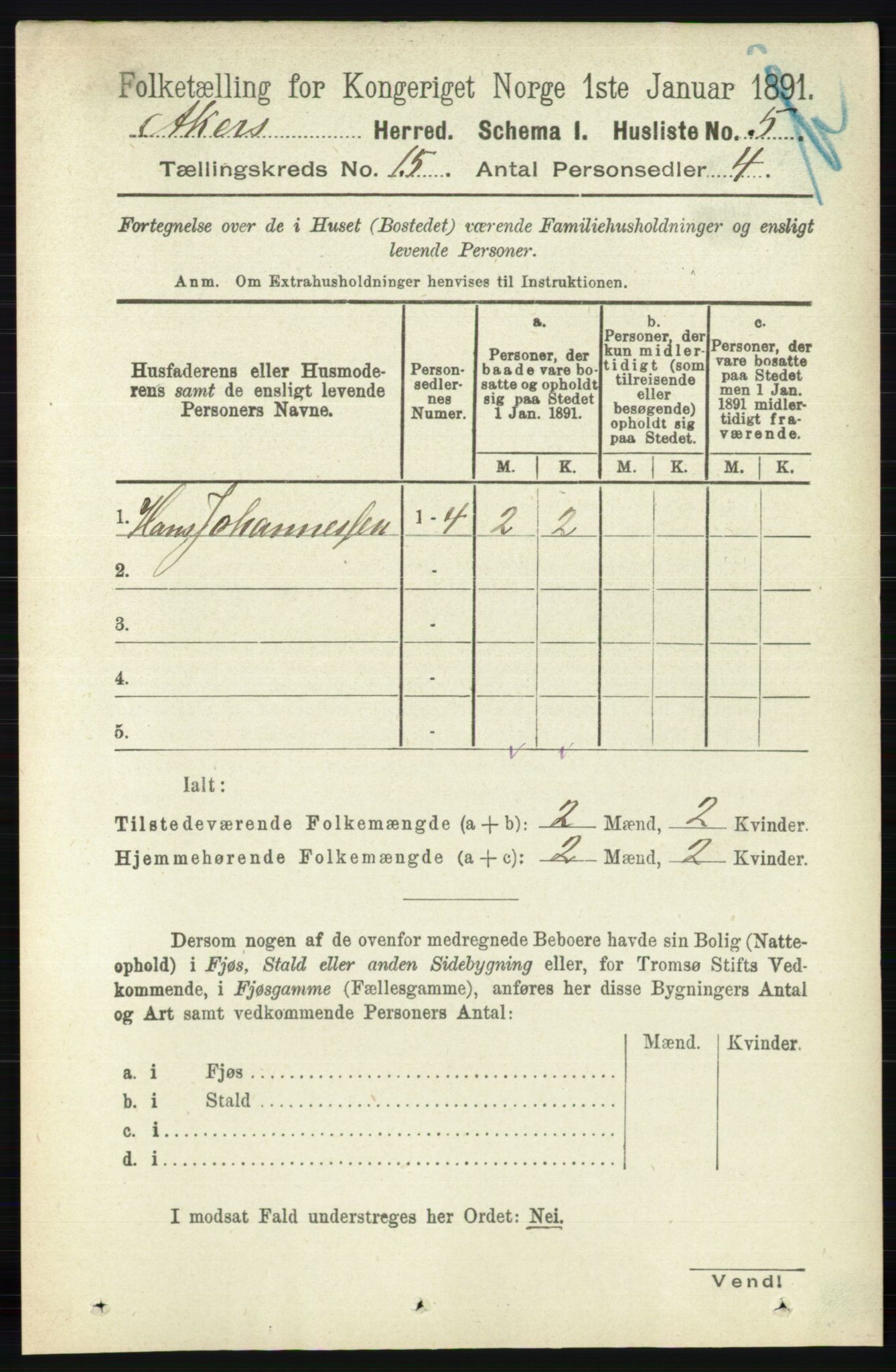 RA, 1891 census for 0218 Aker, 1891, p. 13256