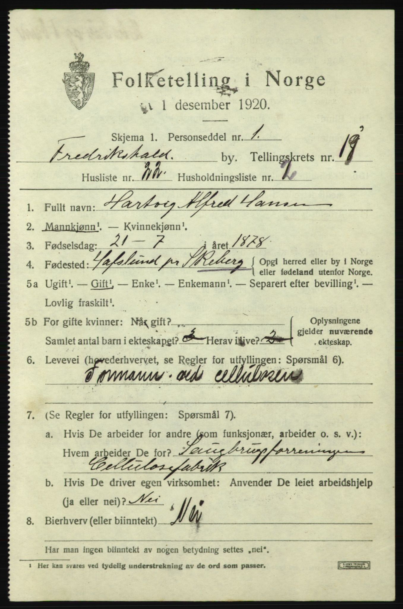 SAO, 1920 census for Fredrikshald, 1920, p. 28730