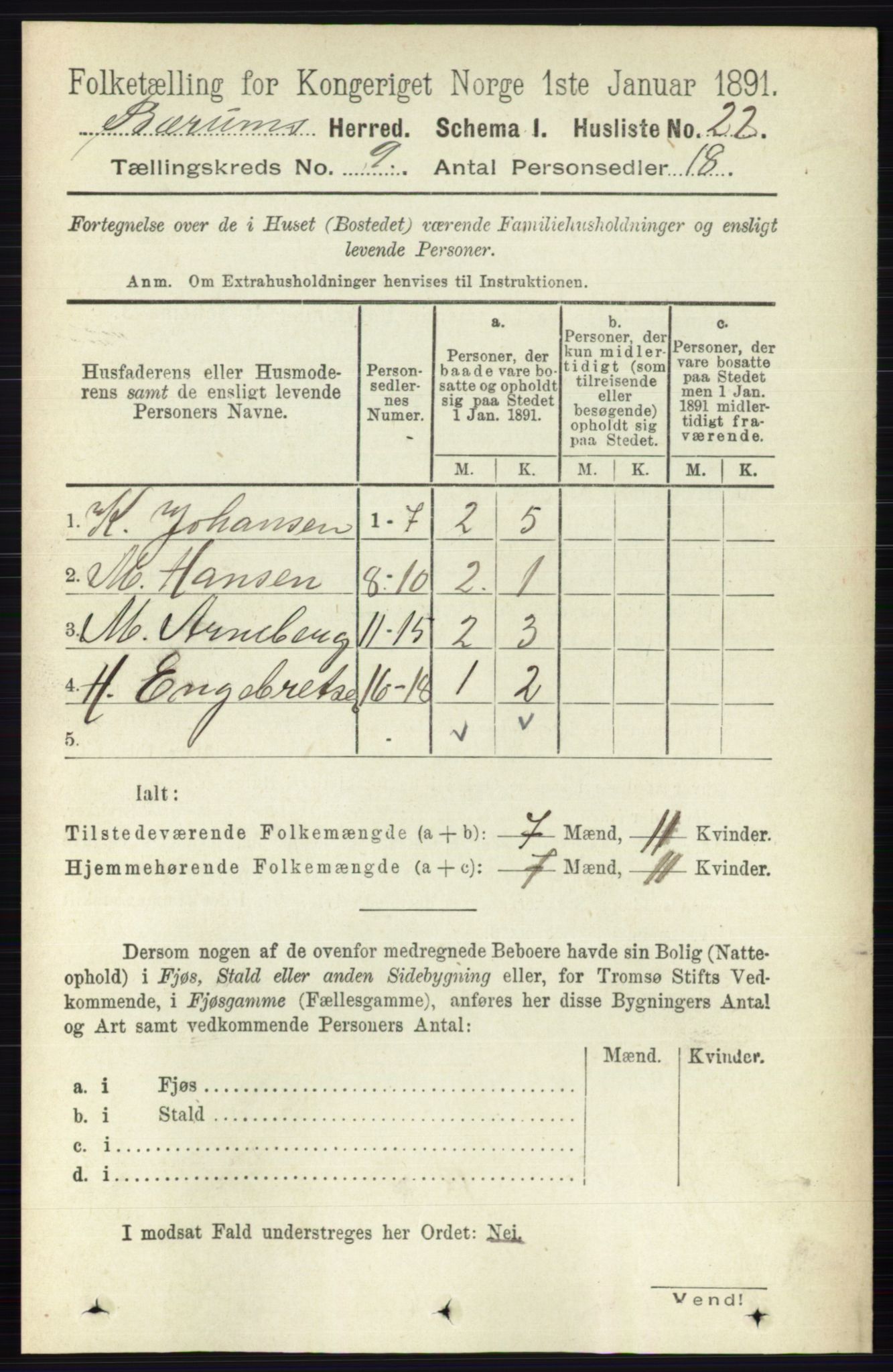 RA, 1891 census for 0219 Bærum, 1891, p. 5002