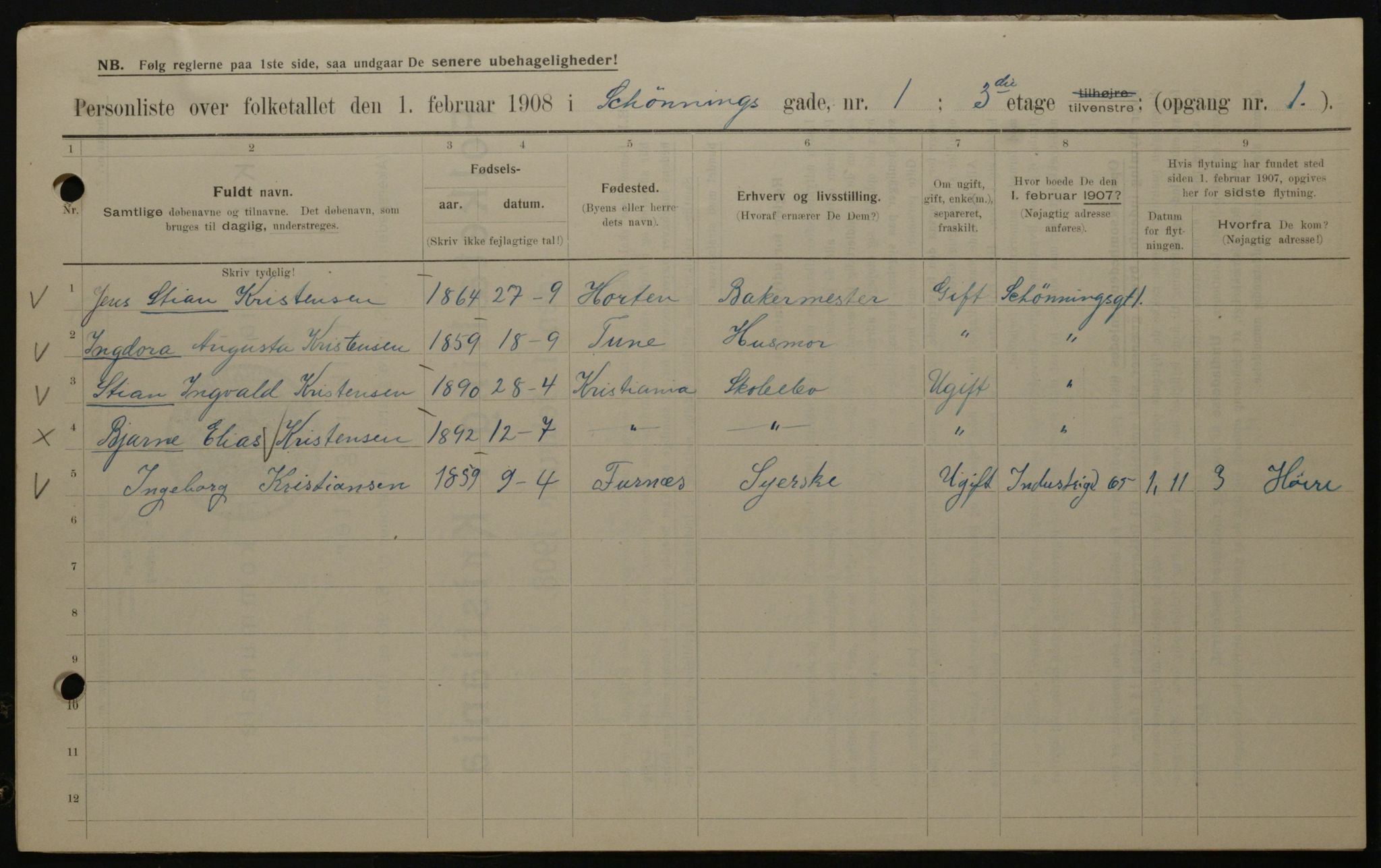 OBA, Municipal Census 1908 for Kristiania, 1908, p. 83978