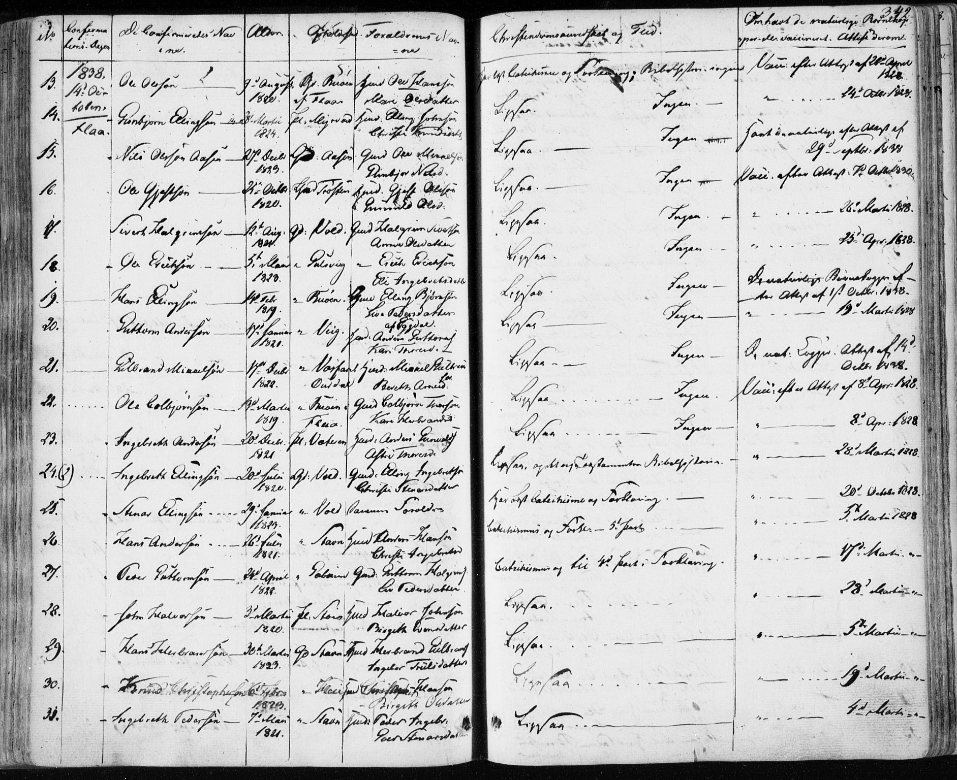 Nes kirkebøker, AV/SAKO-A-236/F/Fa/L0009: Parish register (official) no. 9, 1834-1863, p. 342