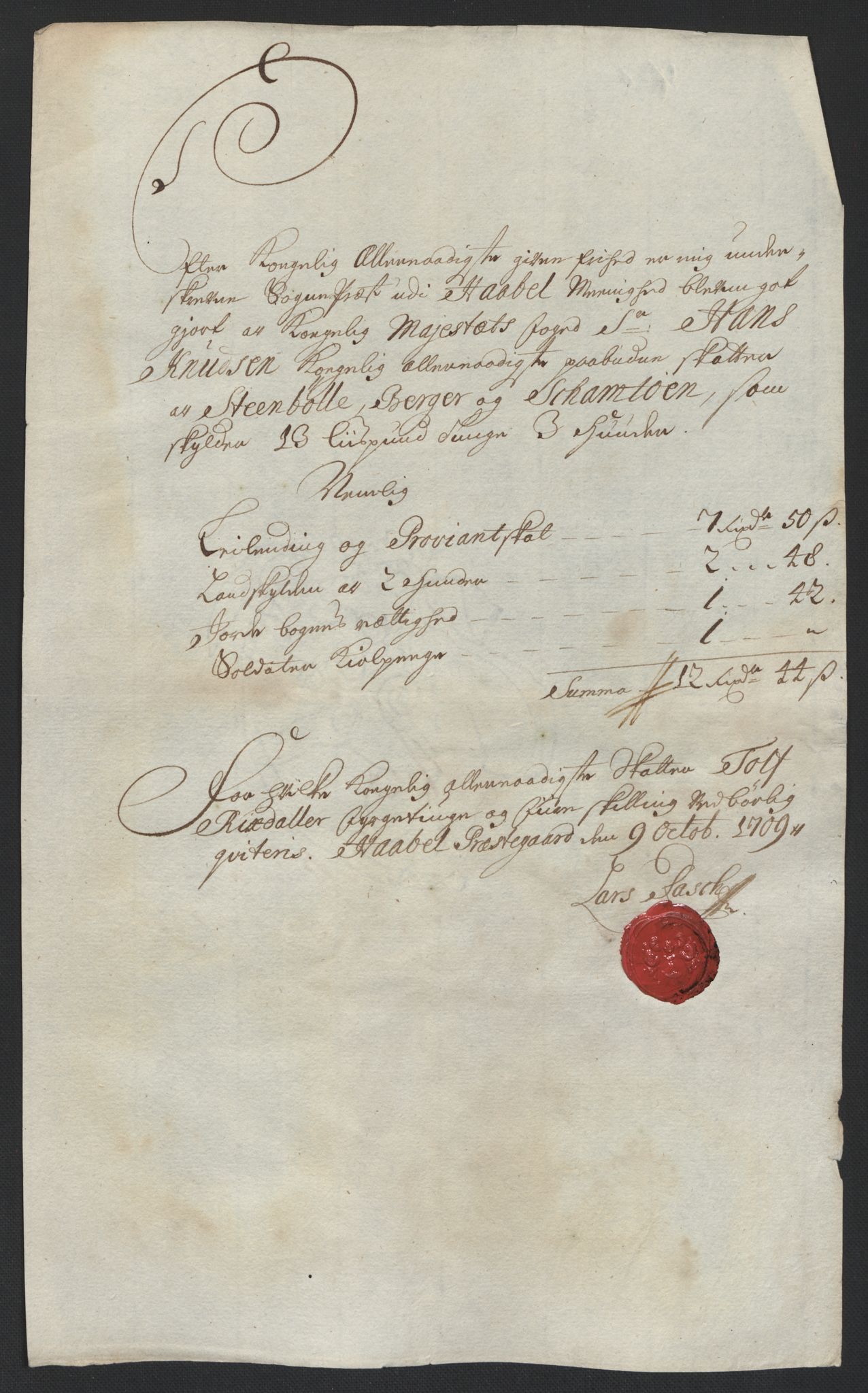 Rentekammeret inntil 1814, Reviderte regnskaper, Fogderegnskap, AV/RA-EA-4092/R04/L0135: Fogderegnskap Moss, Onsøy, Tune, Veme og Åbygge, 1709-1710, p. 148