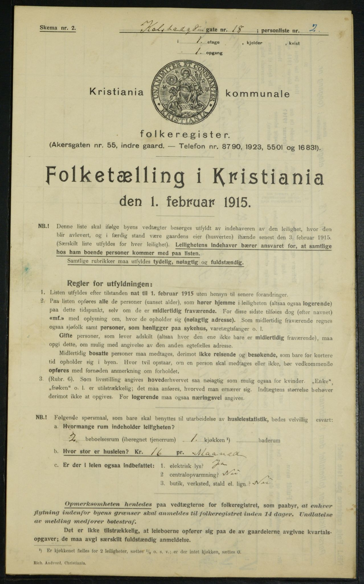 OBA, Municipal Census 1915 for Kristiania, 1915, p. 51956