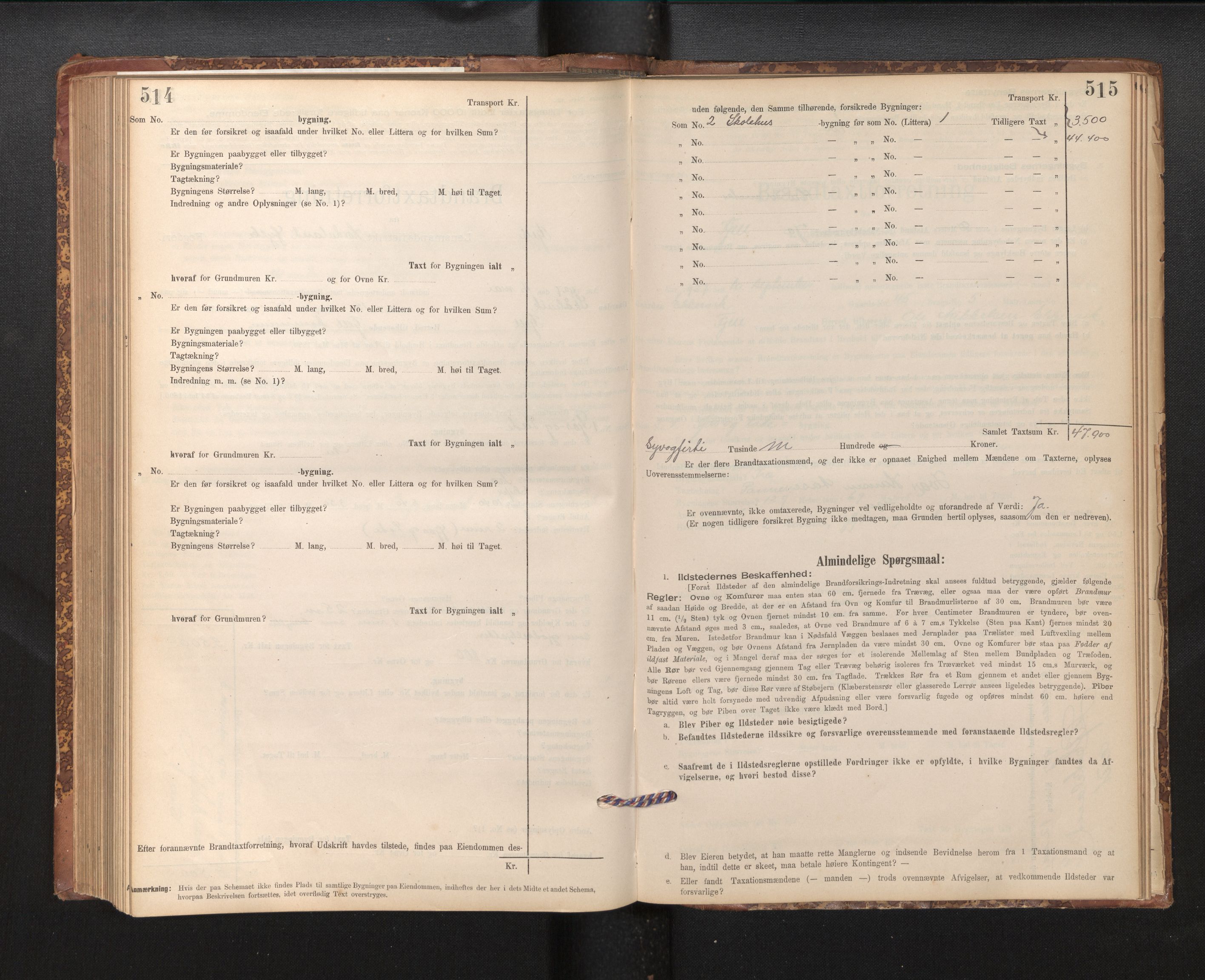 Lensmannen i Fjell, SAB/A-32301/0012/L0005: Branntakstprotokoll, skjematakst, 1895-1931, p. 514-515