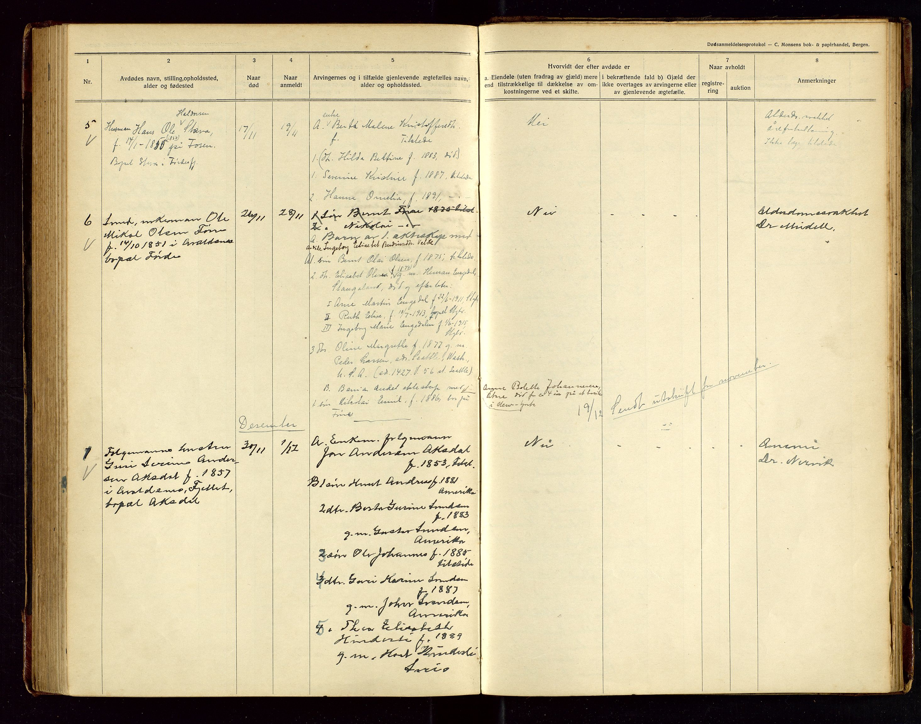 Avaldsnes lensmannskontor, AV/SAST-A-100286/Gga/L0003: "Dødsanmeldelsesprotokol", 1921-1935