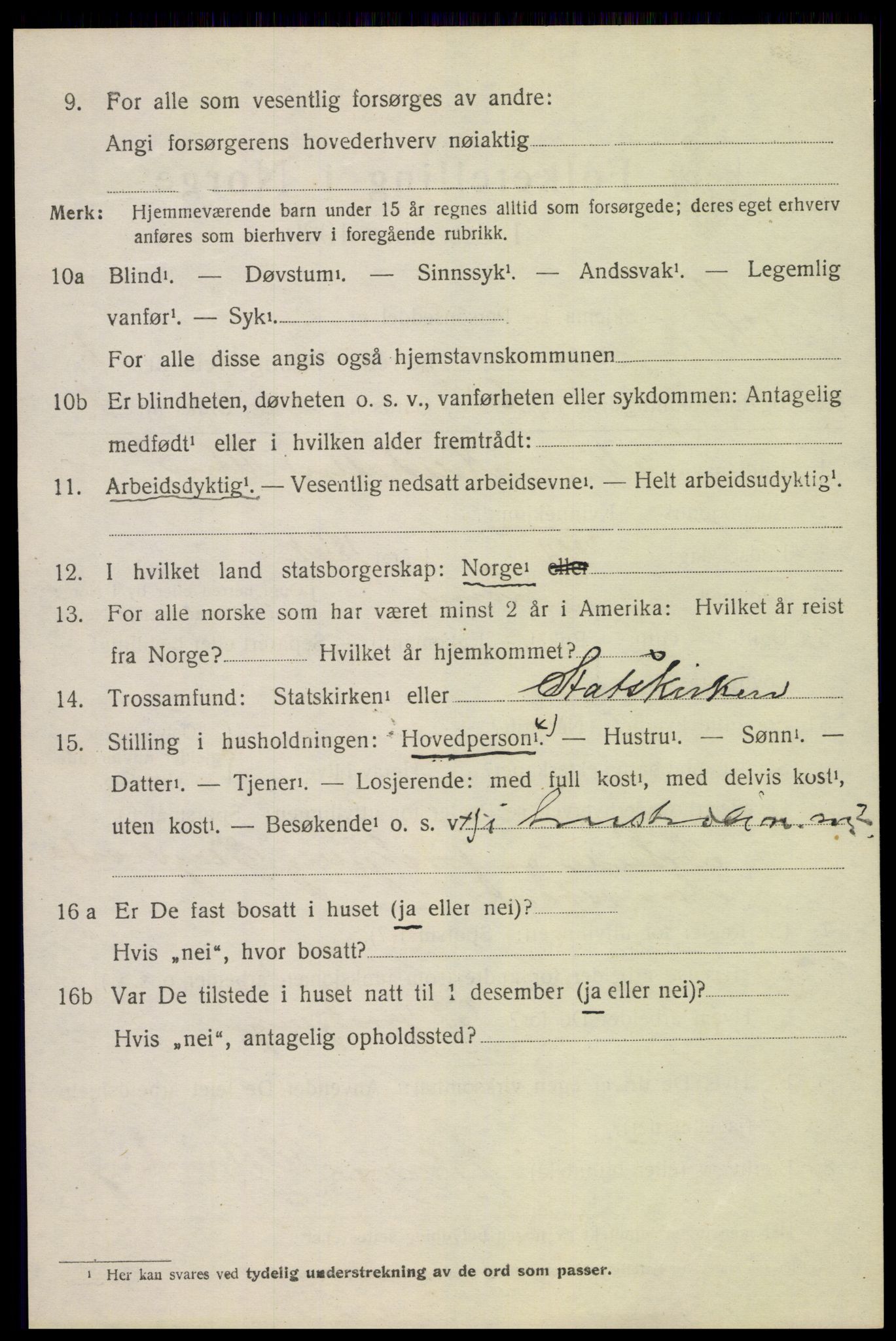 SAH, 1920 census for Vågå, 1920, p. 2011