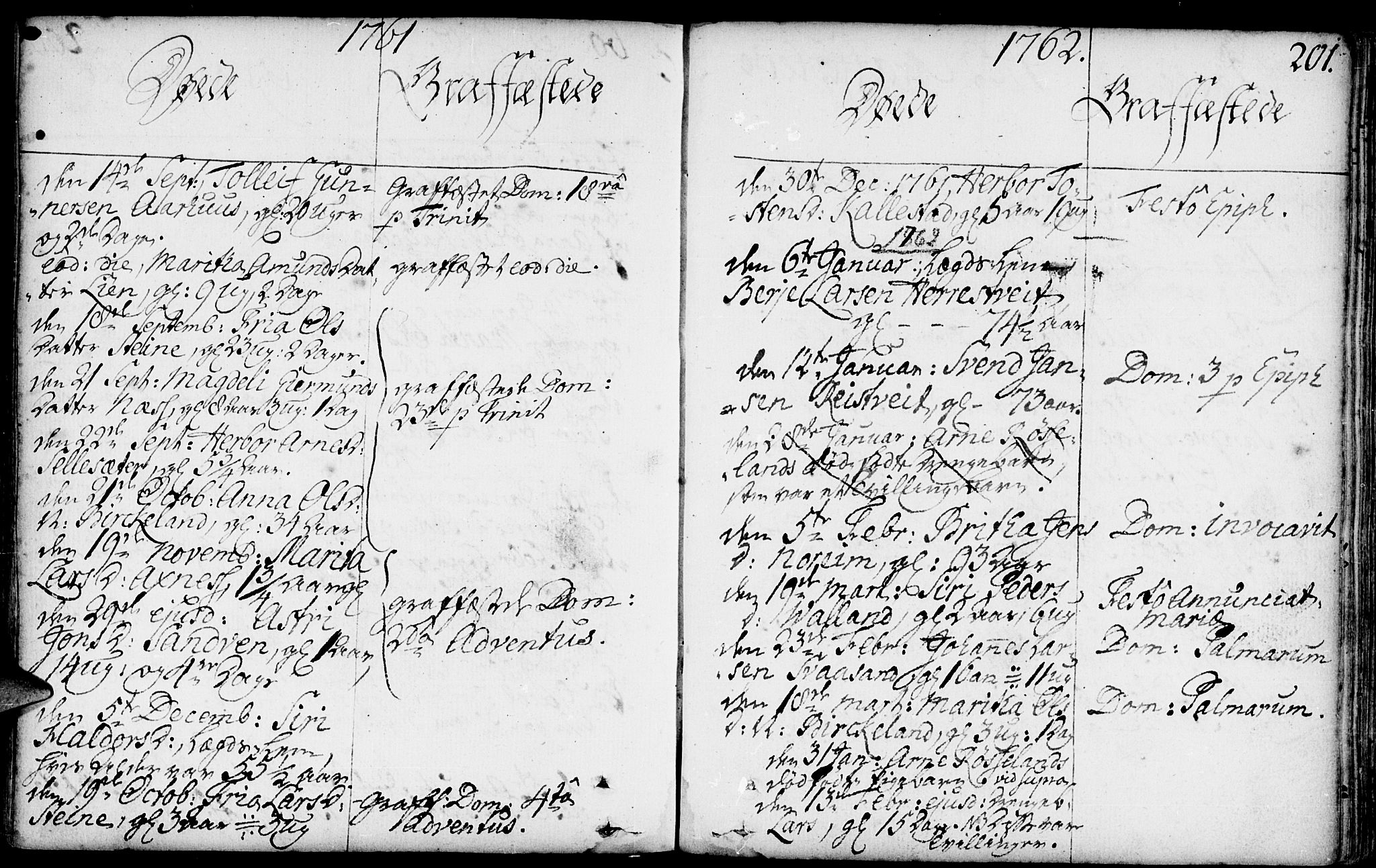 Kvam sokneprestembete, SAB/A-76201/H/Haa: Parish register (official) no. A 3, 1743-1795, p. 201