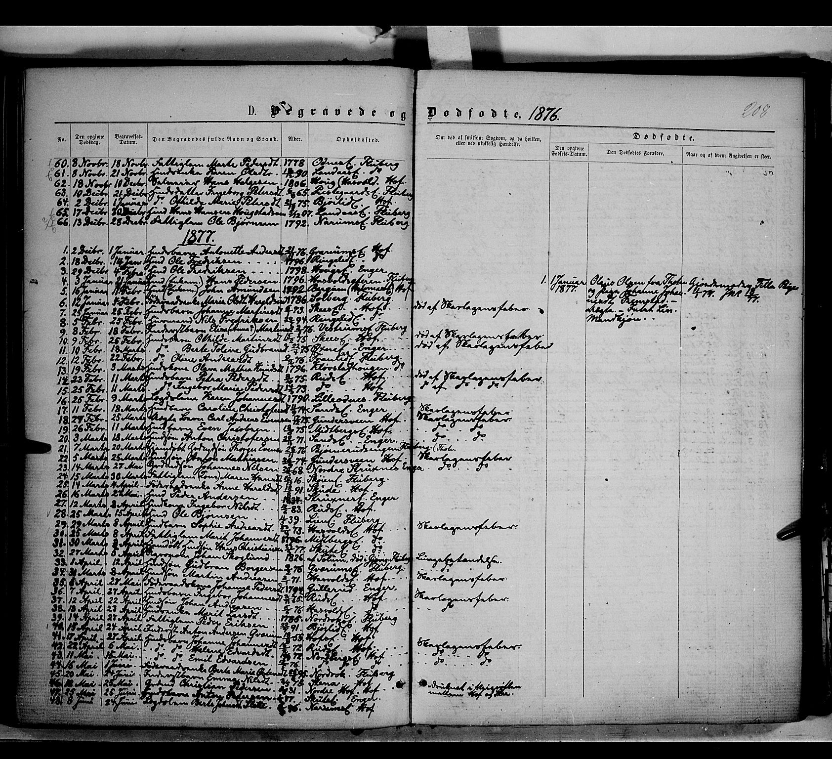 Søndre Land prestekontor, SAH/PREST-122/K/L0001: Parish register (official) no. 1, 1860-1877, p. 208