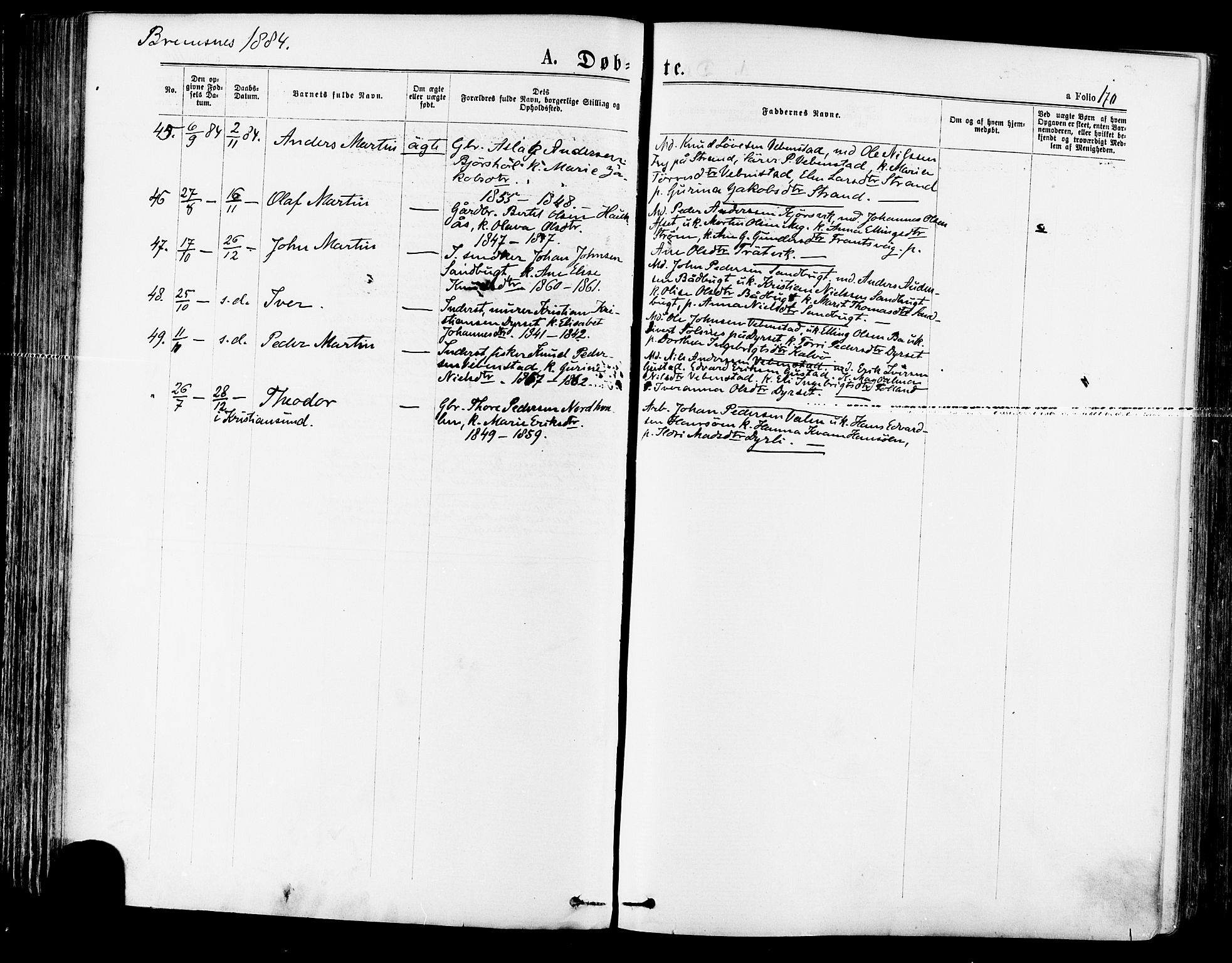 Ministerialprotokoller, klokkerbøker og fødselsregistre - Møre og Romsdal, AV/SAT-A-1454/568/L0806: Parish register (official) no. 568A12 /3, 1878-1884, p. 170