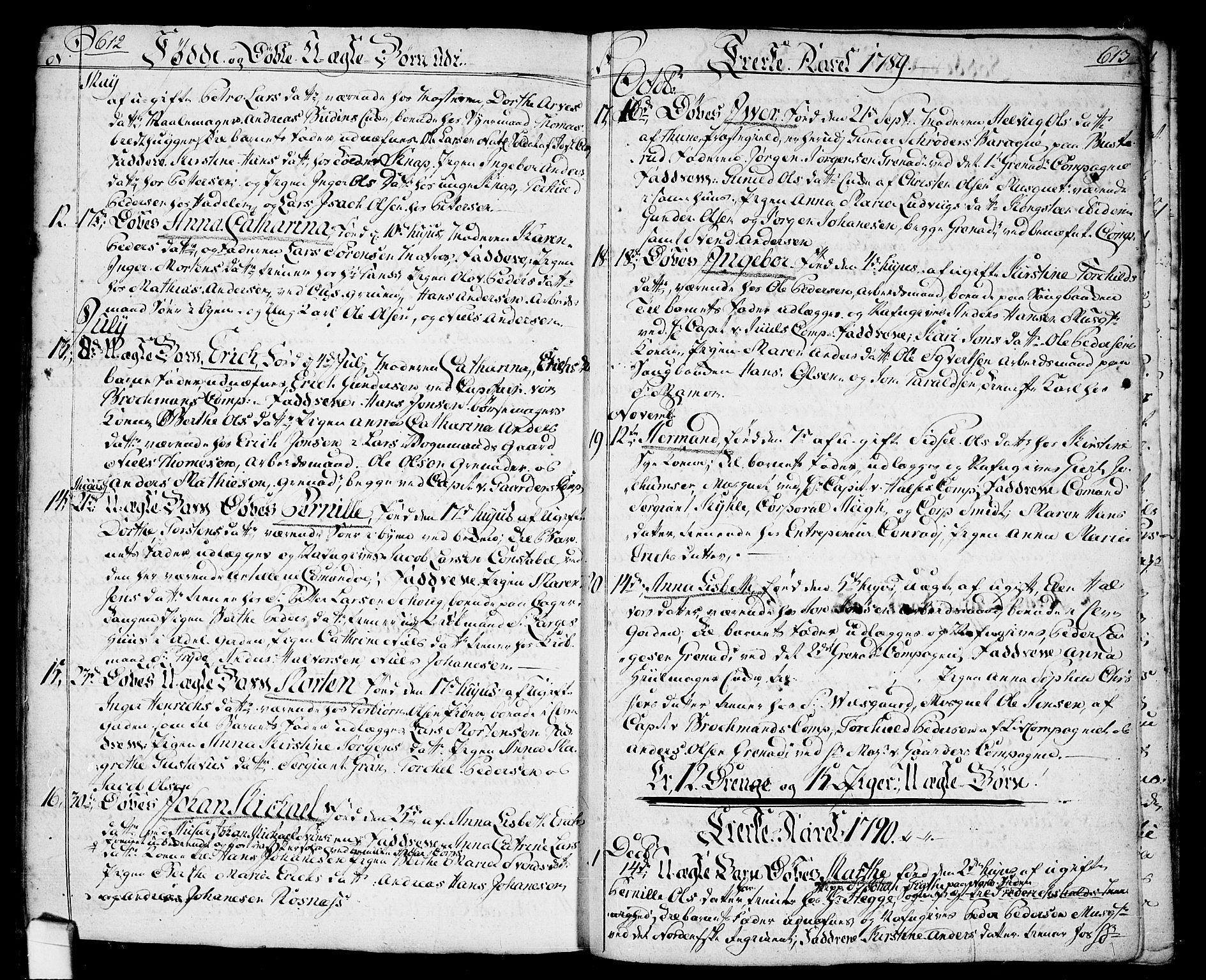 Halden prestekontor Kirkebøker, SAO/A-10909/F/Fa/L0001: Parish register (official) no. I 1, 1758-1791, p. 612-613