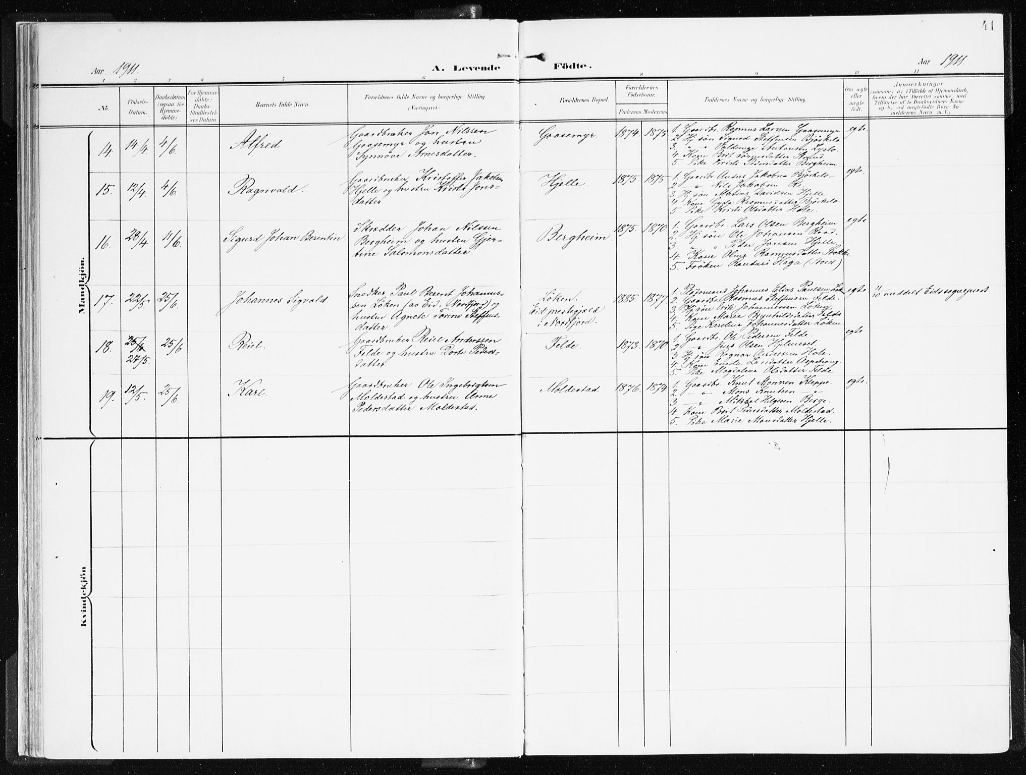 Gloppen sokneprestembete, AV/SAB-A-80101/H/Haa/Haac/L0003: Parish register (official) no. C 3, 1904-1921, p. 41