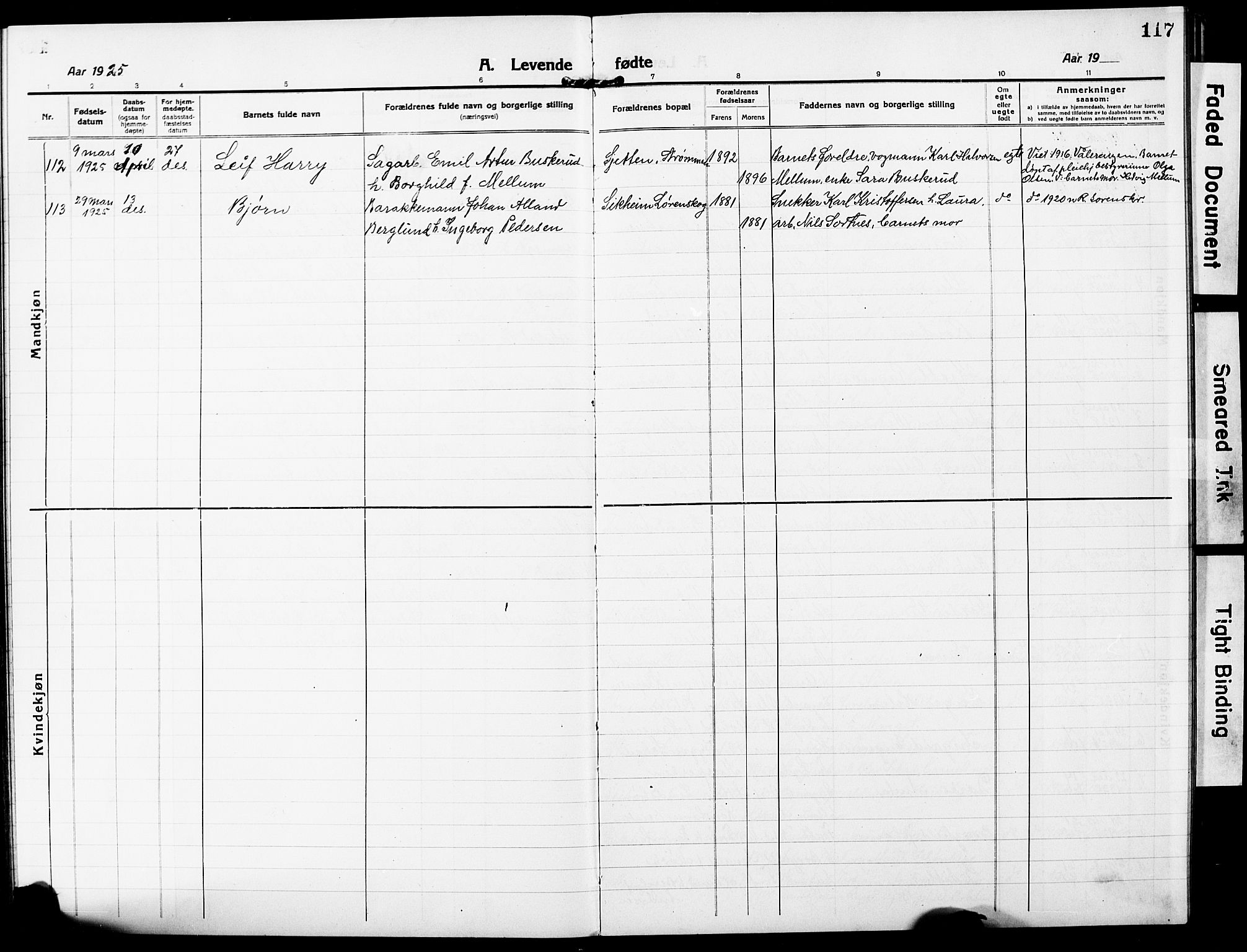 Skedsmo prestekontor Kirkebøker, SAO/A-10033a/G/Gc/L0002: Parish register (copy) no. III 2, 1917-1931, p. 117