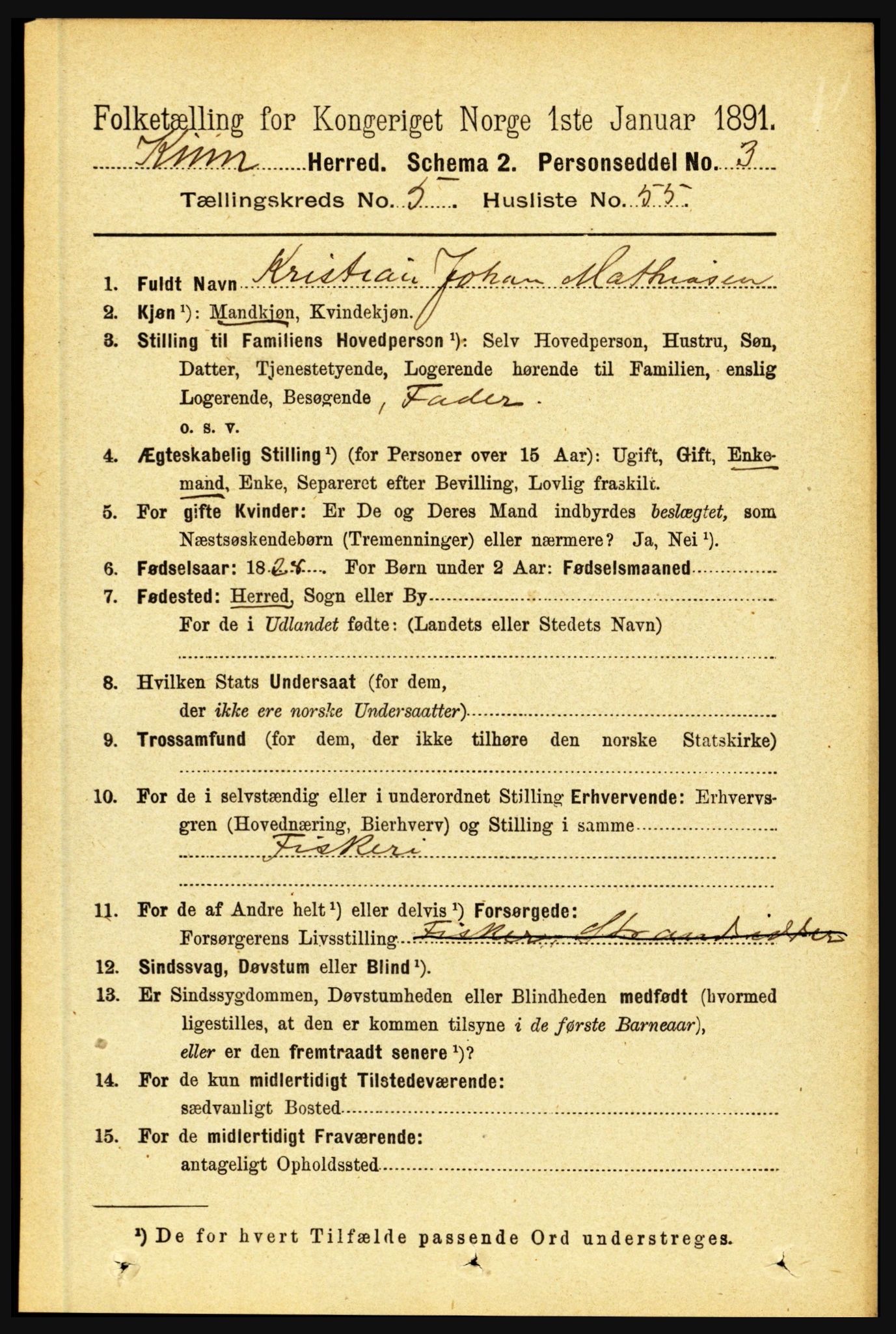 RA, 1891 census for 1437 Kinn, 1891, p. 2119