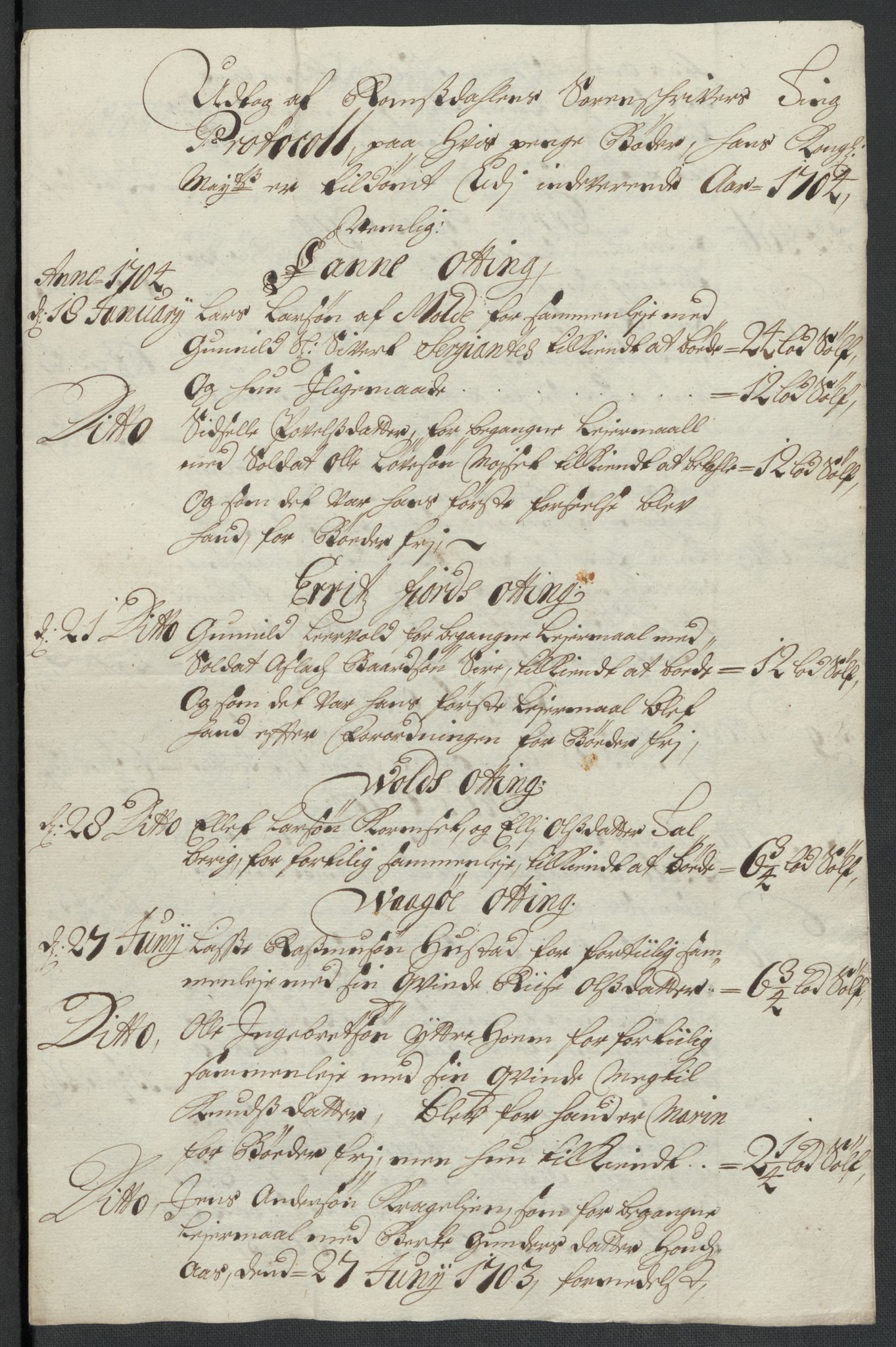 Rentekammeret inntil 1814, Reviderte regnskaper, Fogderegnskap, RA/EA-4092/R55/L3656: Fogderegnskap Romsdal, 1703-1705, p. 240