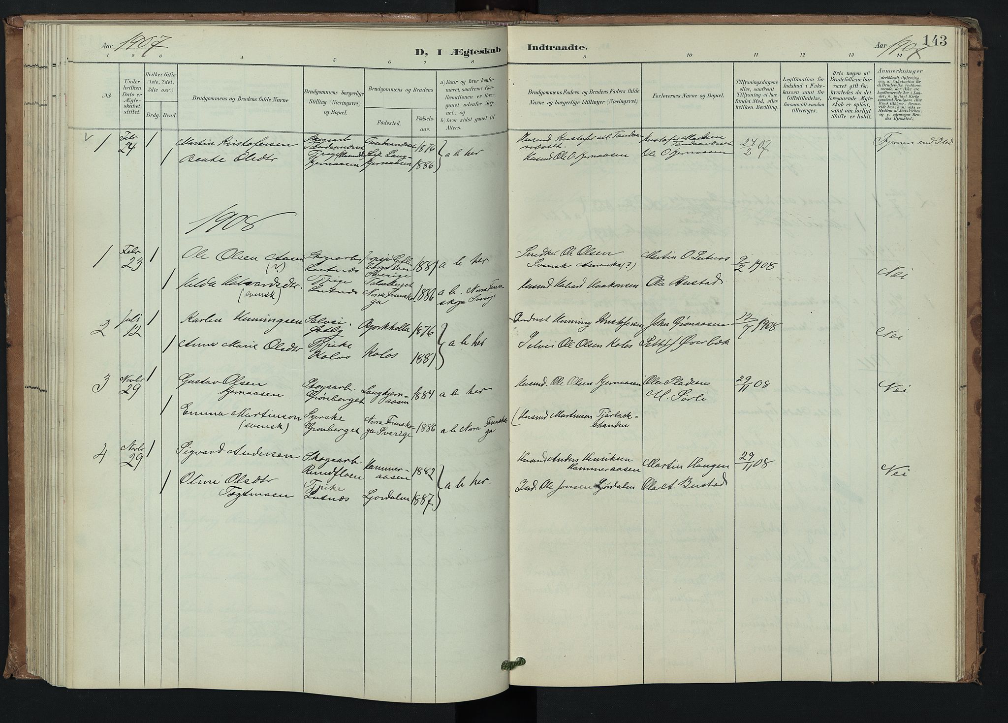 Trysil prestekontor, AV/SAH-PREST-046/H/Ha/Hab/L0008: Parish register (copy) no. 8, 1900-1950, p. 143