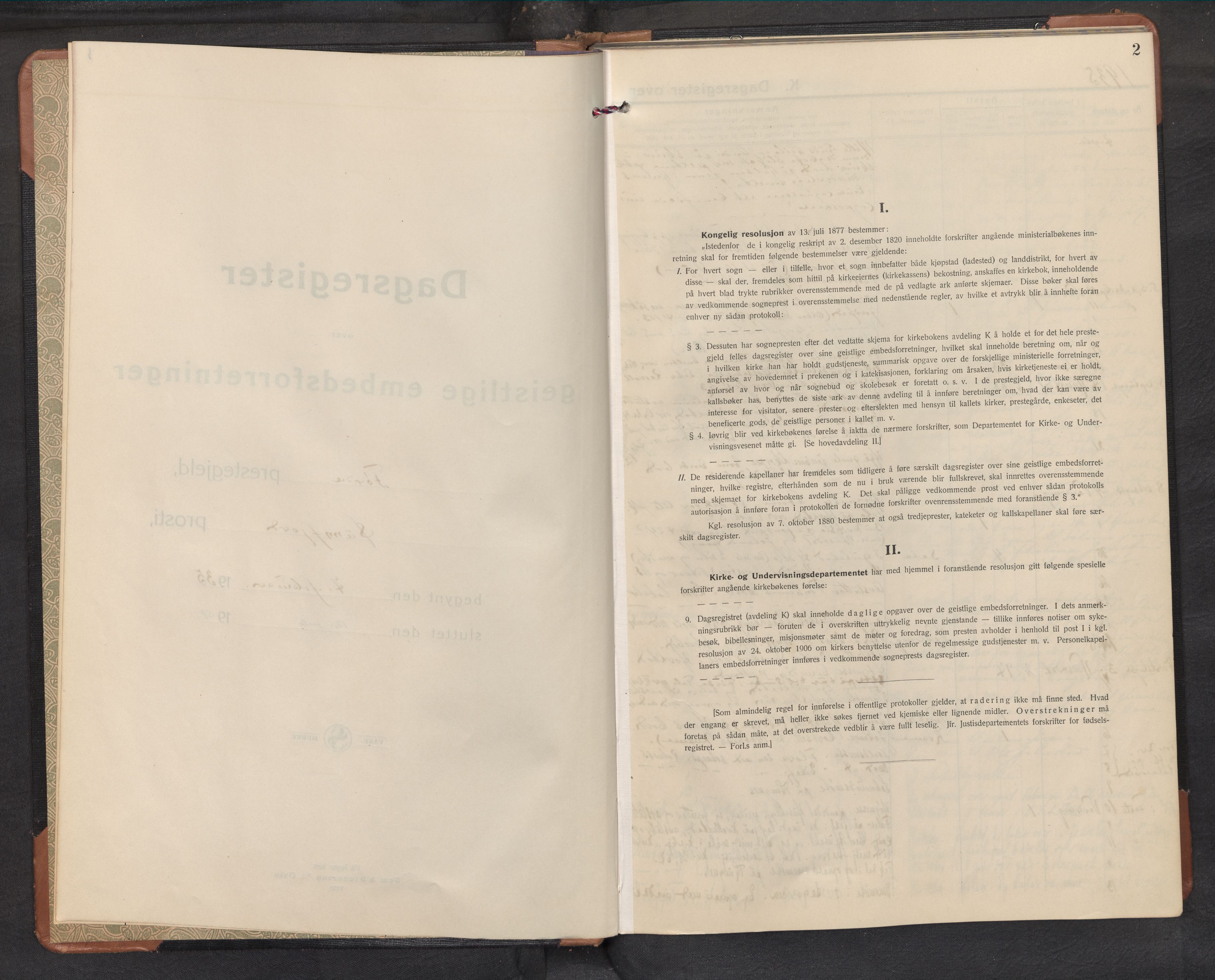 Førde sokneprestembete, SAB/A-79901: Diary records no. A 4, 1935-1951, p. 2