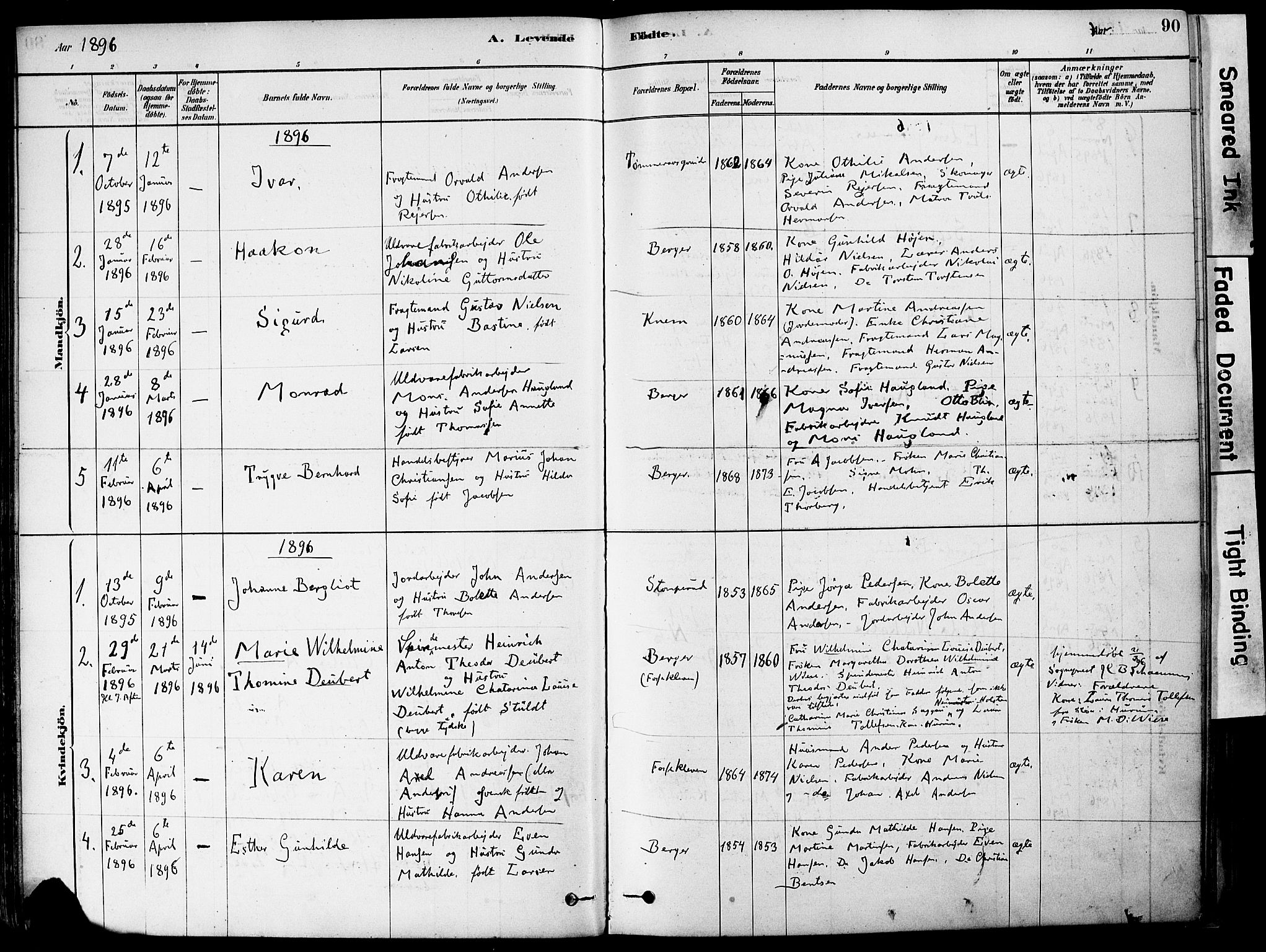 Strømm kirkebøker, AV/SAKO-A-322/F/Fa/L0004: Parish register (official) no. I 4, 1878-1899, p. 90