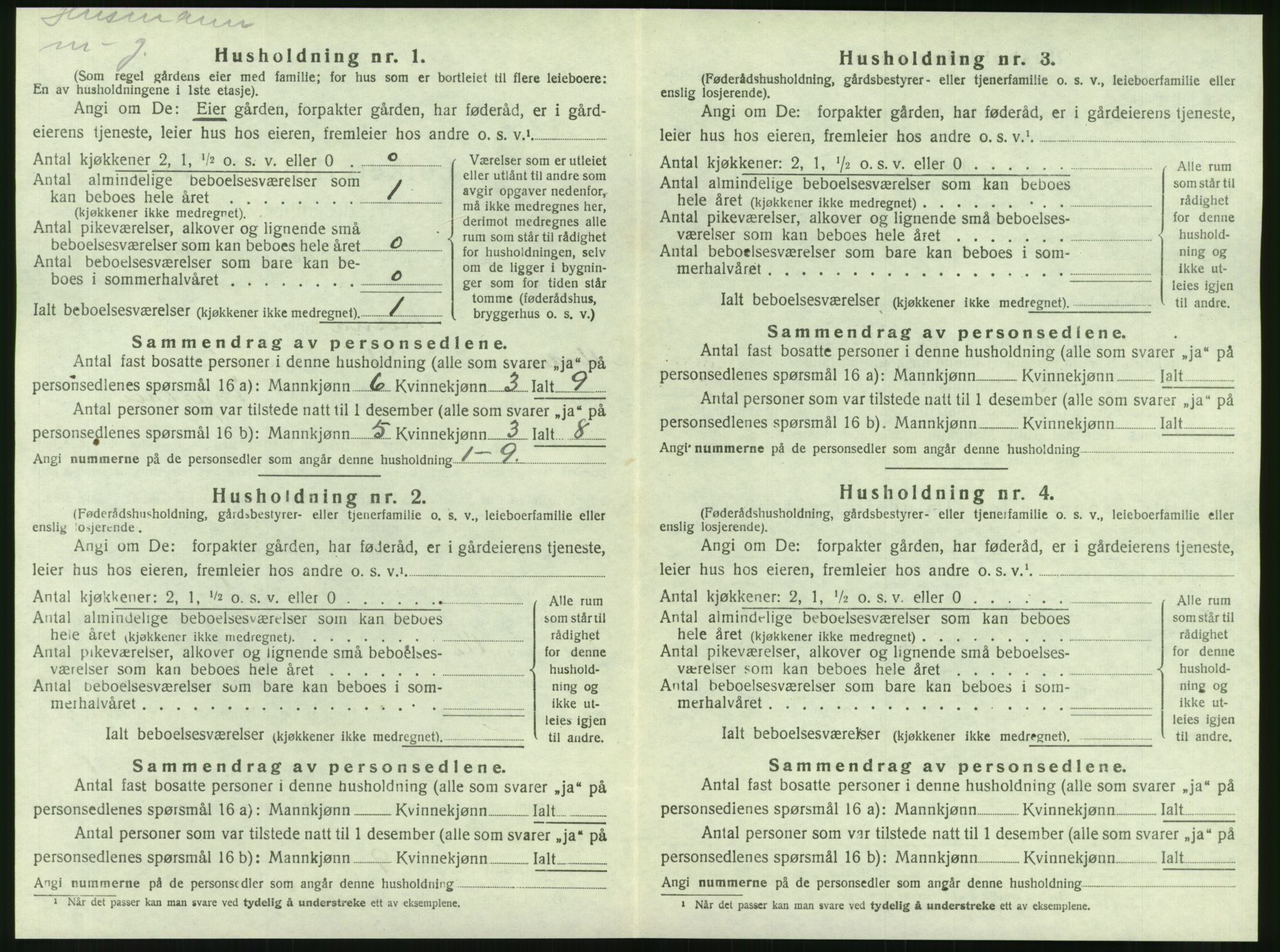 SAT, 1920 census for Nesna, 1920, p. 1060