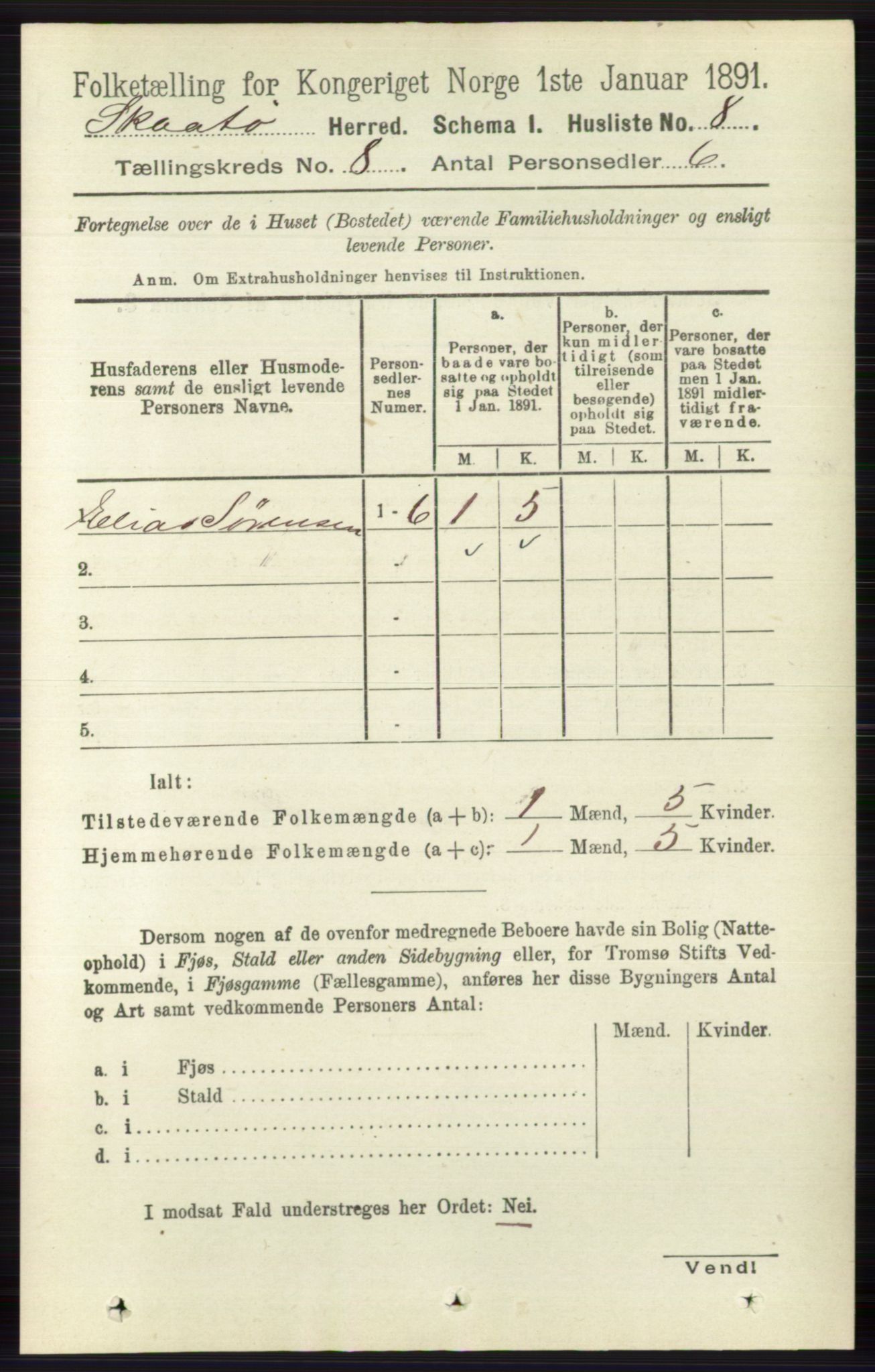 RA, 1891 census for 0815 Skåtøy, 1891, p. 3479