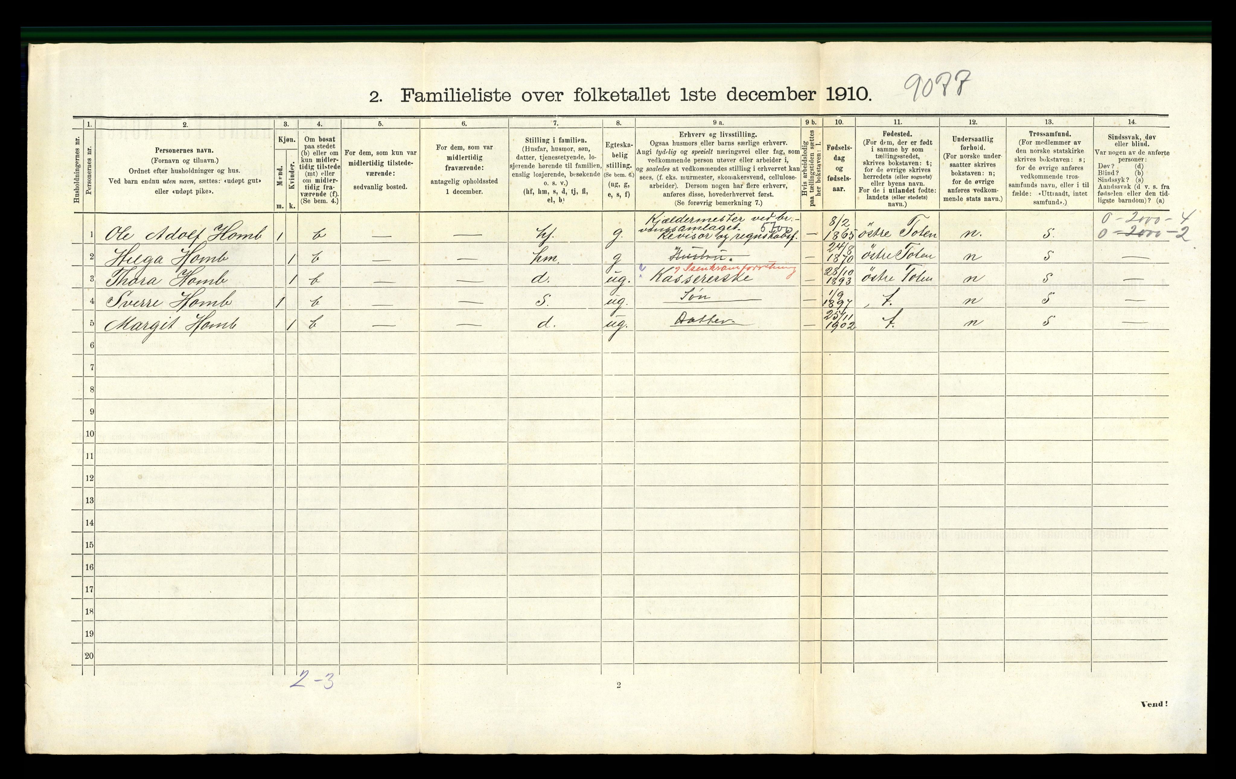 RA, 1910 census for Gjøvik, 1910, p. 1585