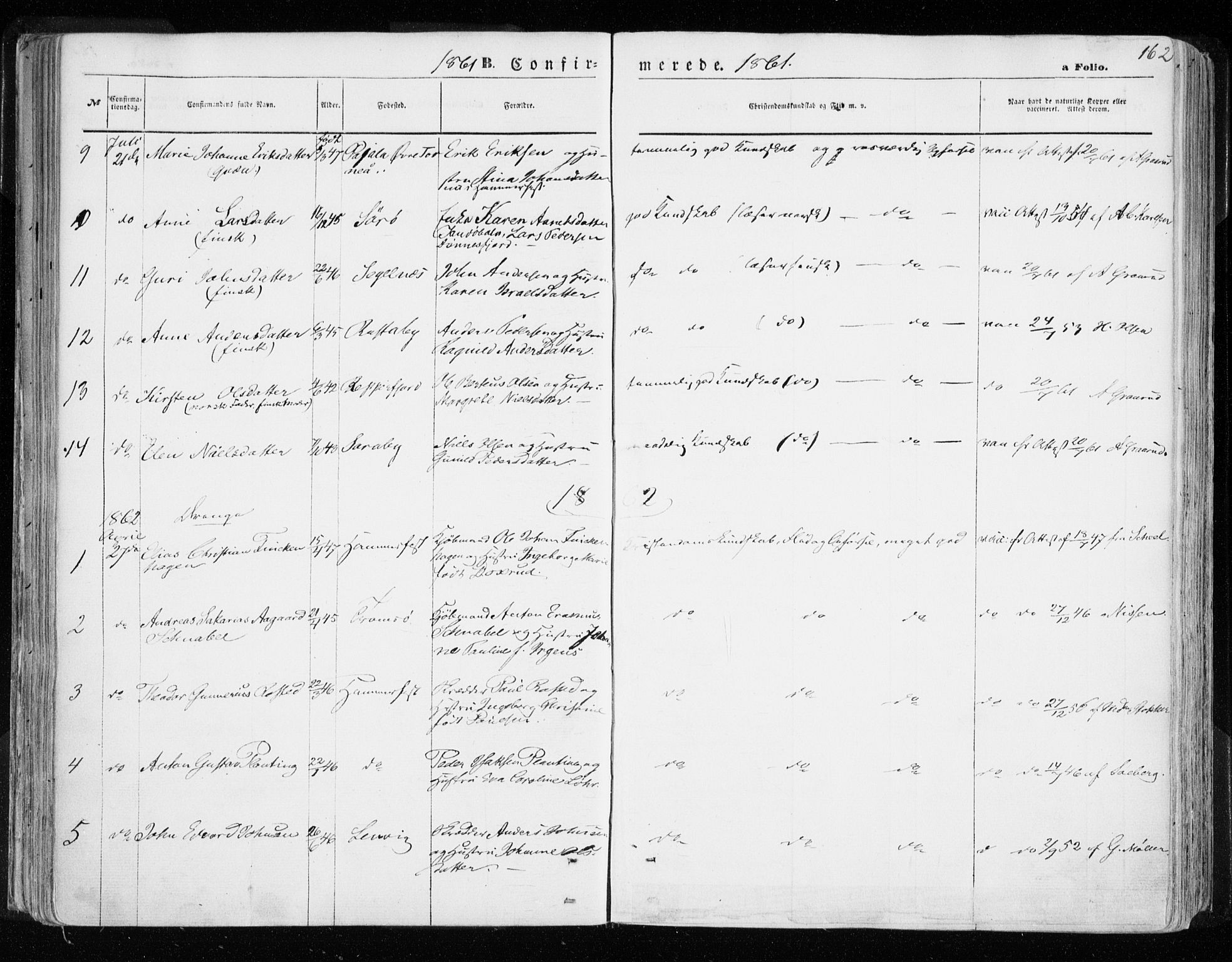 Hammerfest sokneprestkontor, SATØ/S-1347/H/Ha/L0005.kirke: Parish register (official) no. 5, 1857-1869, p. 162