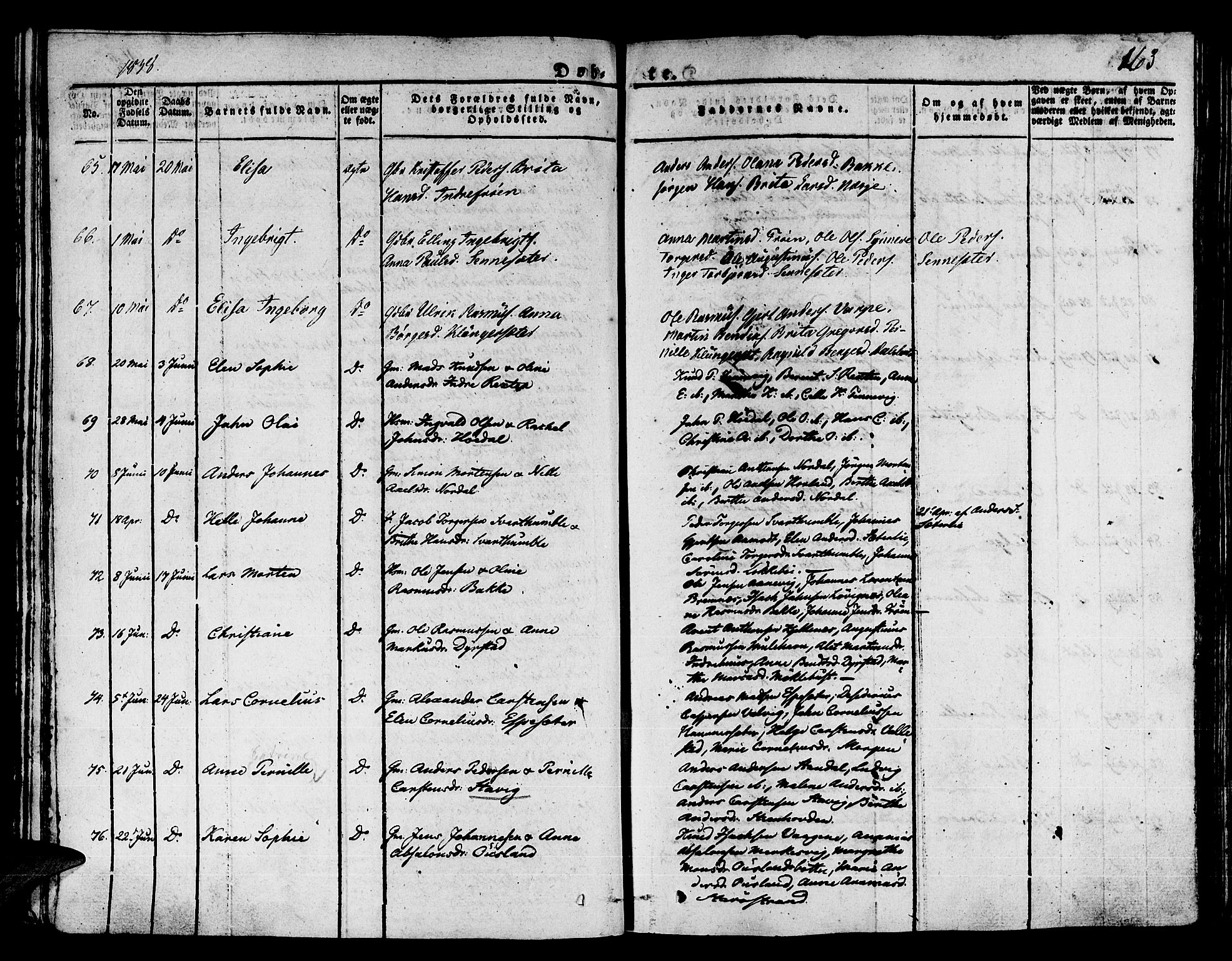 Kinn sokneprestembete, AV/SAB-A-80801/H/Haa/Haaa/L0004/0001: Parish register (official) no. A 4I, 1822-1840, p. 163