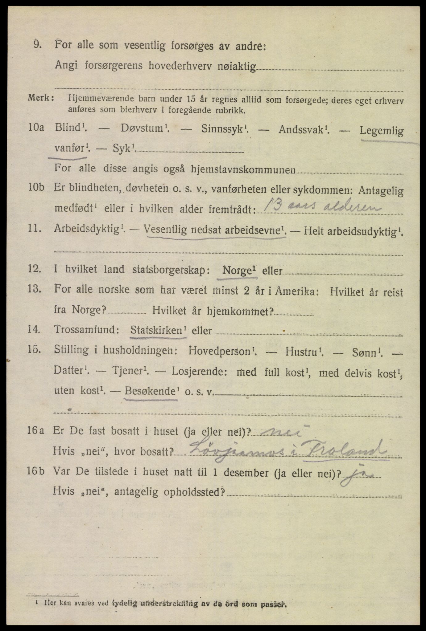 SAK, 1920 census for Hornnes, 1920, p. 3274