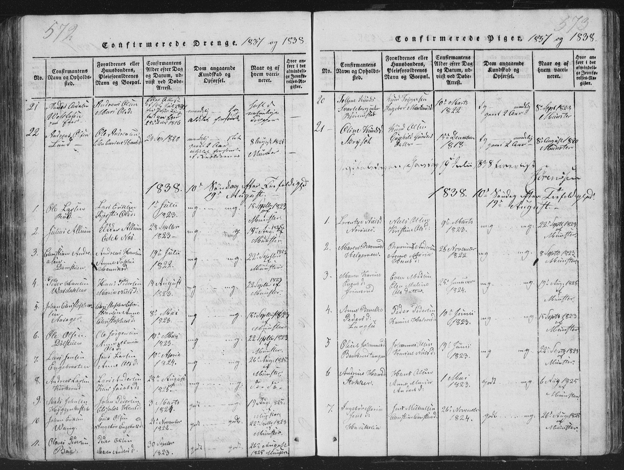 Røyken kirkebøker, SAKO/A-241/G/Ga/L0003: Parish register (copy) no. 3, 1814-1856, p. 572-573