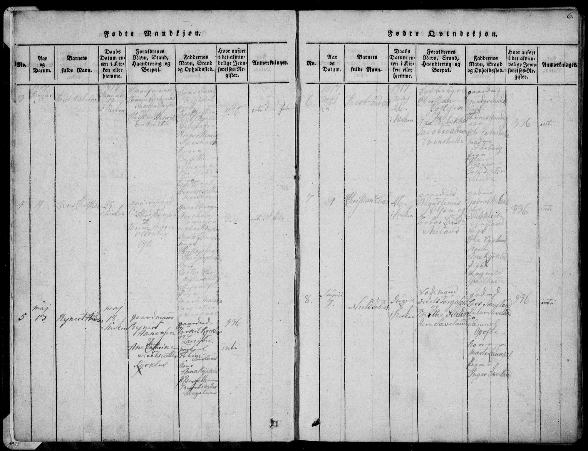 Herad sokneprestkontor, AV/SAK-1111-0018/F/Fa/Faa/L0003: Parish register (official) no. A 3, 1816-1844, p. 6