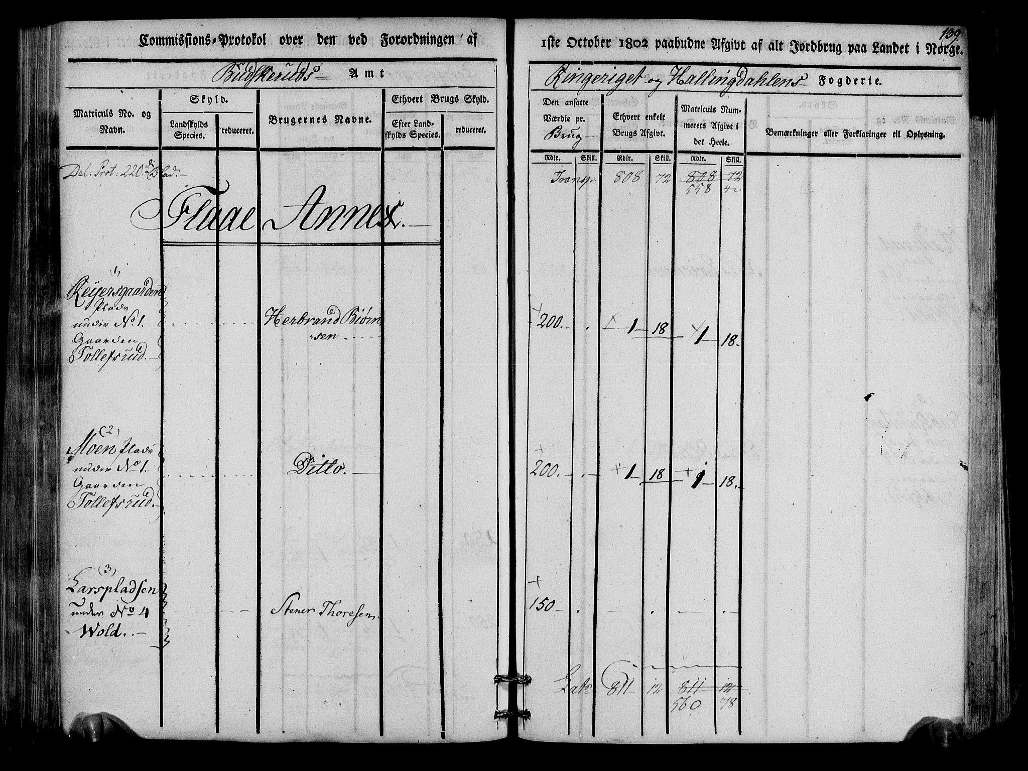 Rentekammeret inntil 1814, Realistisk ordnet avdeling, AV/RA-EA-4070/N/Ne/Nea/L0047: Ringerike og Hallingdal fogderi. Kommisjonsprotokoll for Nes prestegjeld, 1803, p. 142