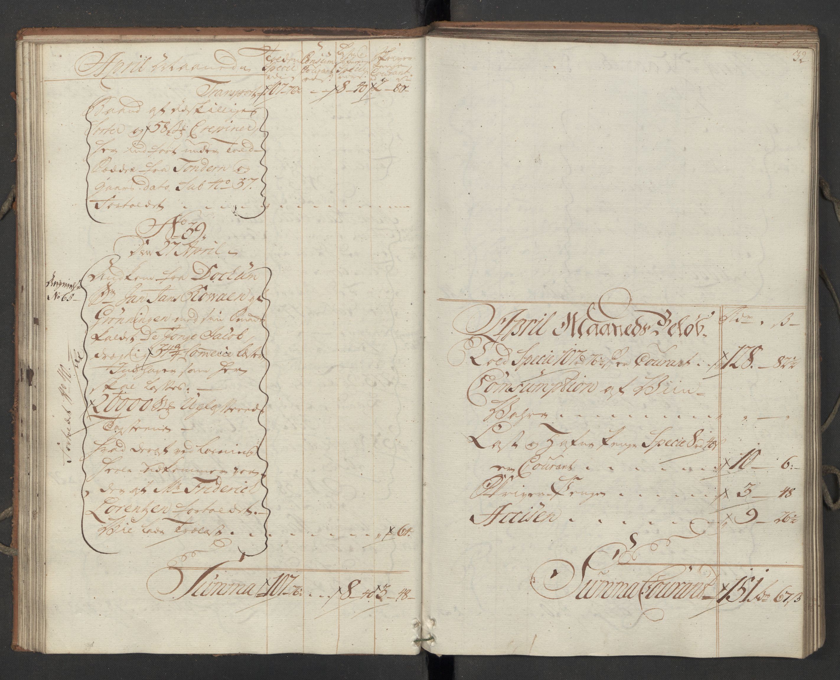 Generaltollkammeret, tollregnskaper, RA/EA-5490/R09/L0033/0001: Tollregnskaper Holmestrand / Inngående hovedtollbok, 1762, p. 31b-32a