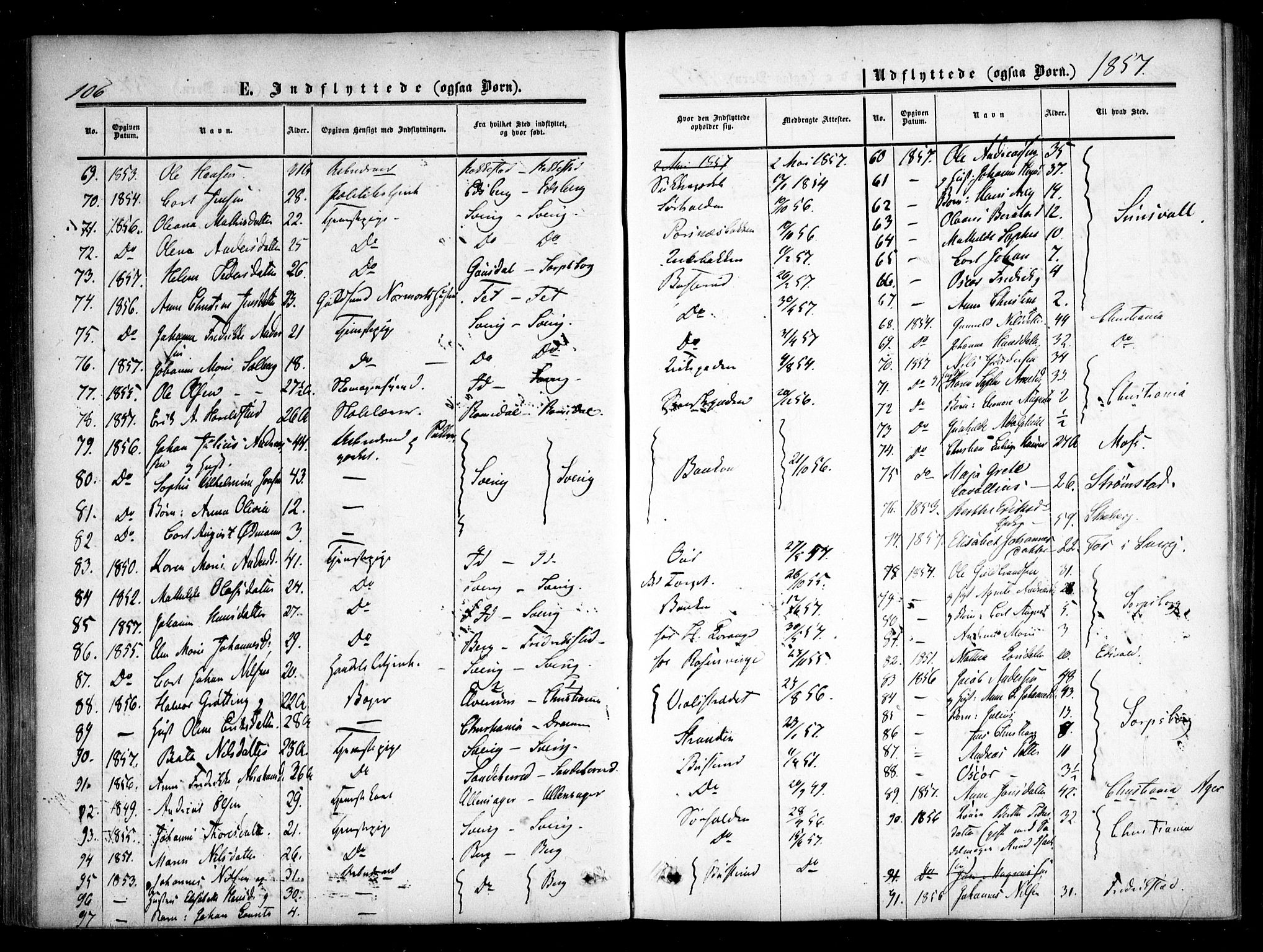 Halden prestekontor Kirkebøker, SAO/A-10909/F/Fa/L0008: Parish register (official) no. I 8, 1857-1865, p. 106