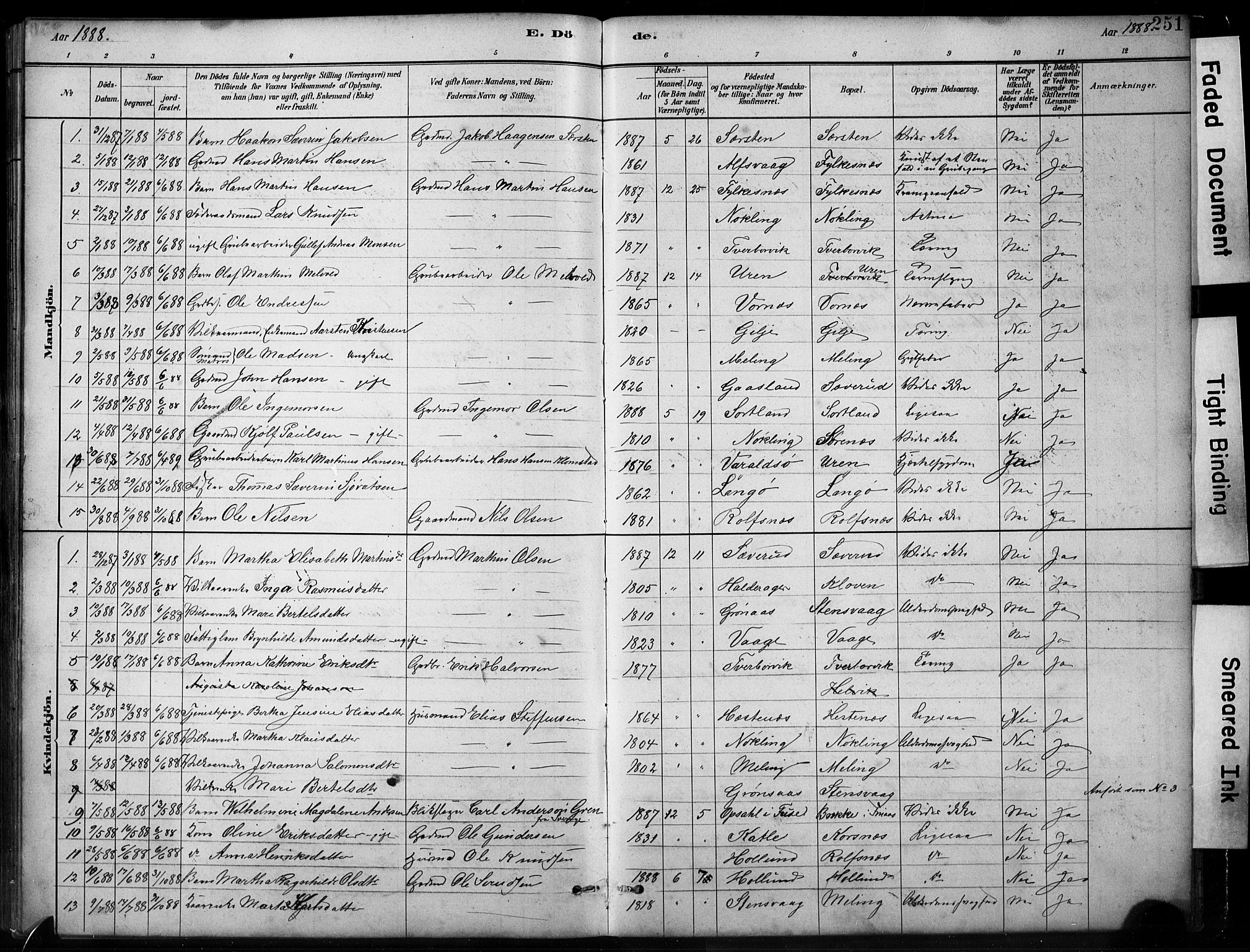 Finnås sokneprestembete, SAB/A-99925/H/Ha/Hab/Habb/L0003: Parish register (copy) no. B 3, 1882-1897, p. 251