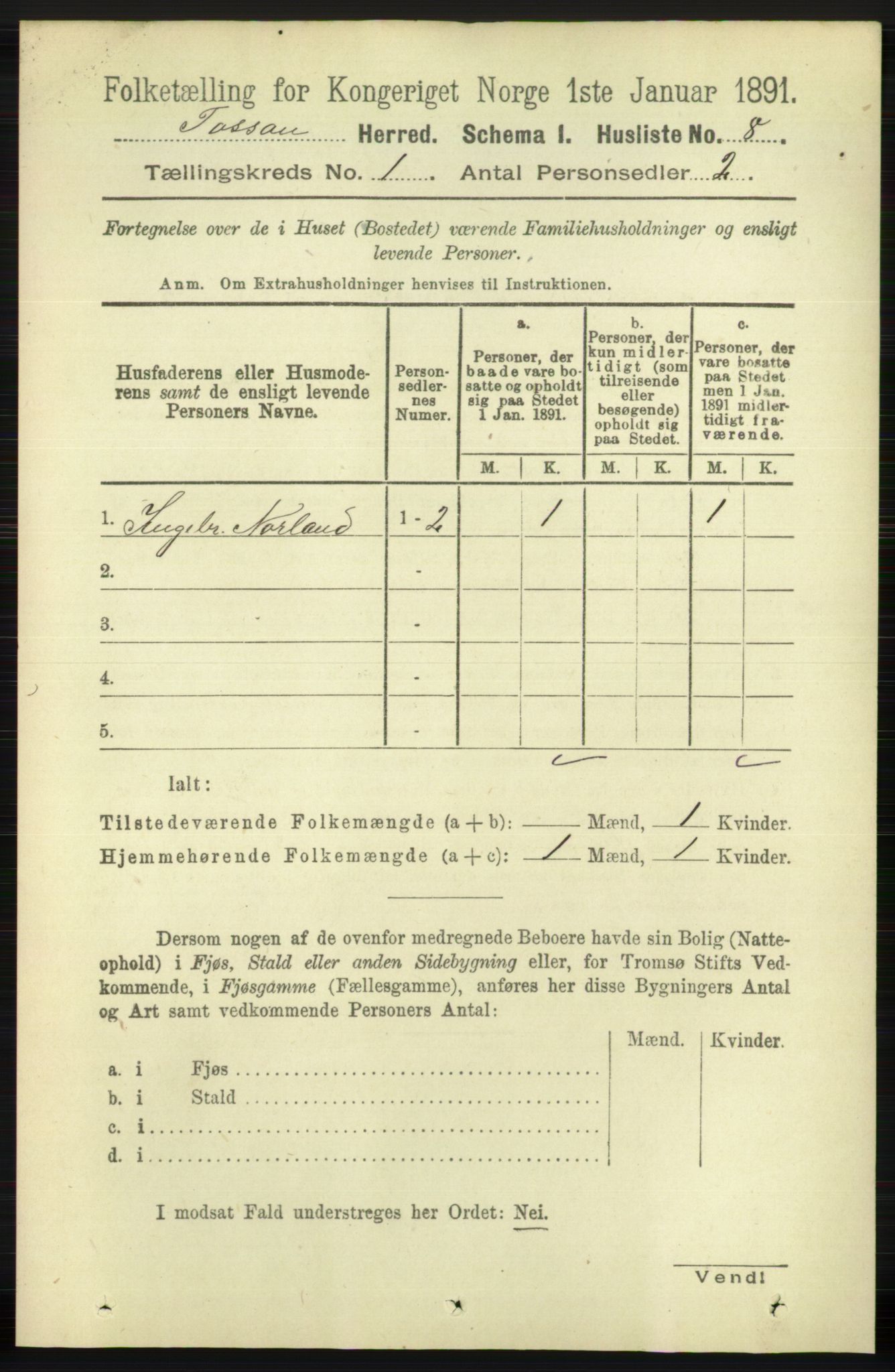 RA, 1891 census for 1129 Forsand, 1891, p. 43