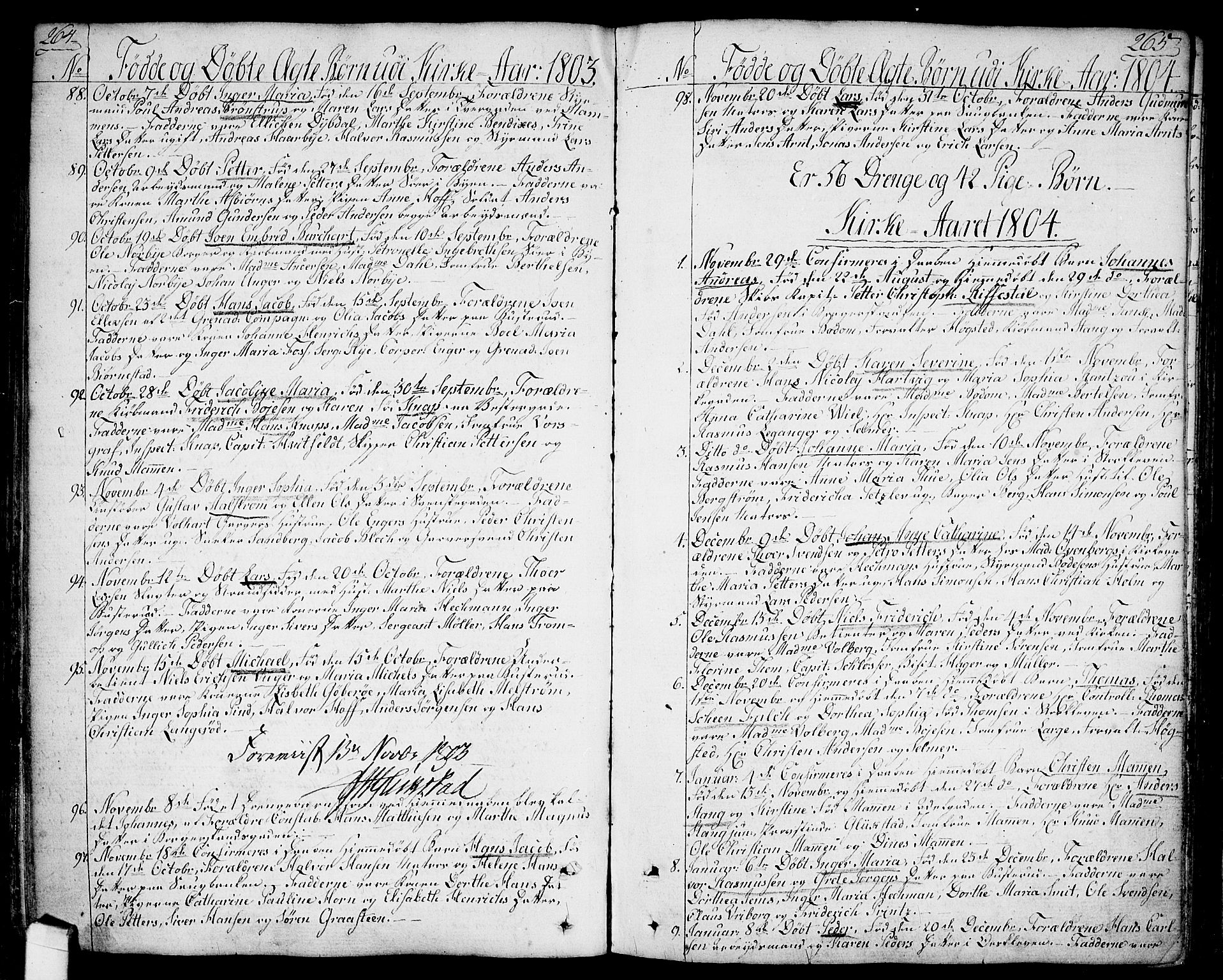 Halden prestekontor Kirkebøker, SAO/A-10909/F/Fa/L0002: Parish register (official) no. I 2, 1792-1812, p. 264-265
