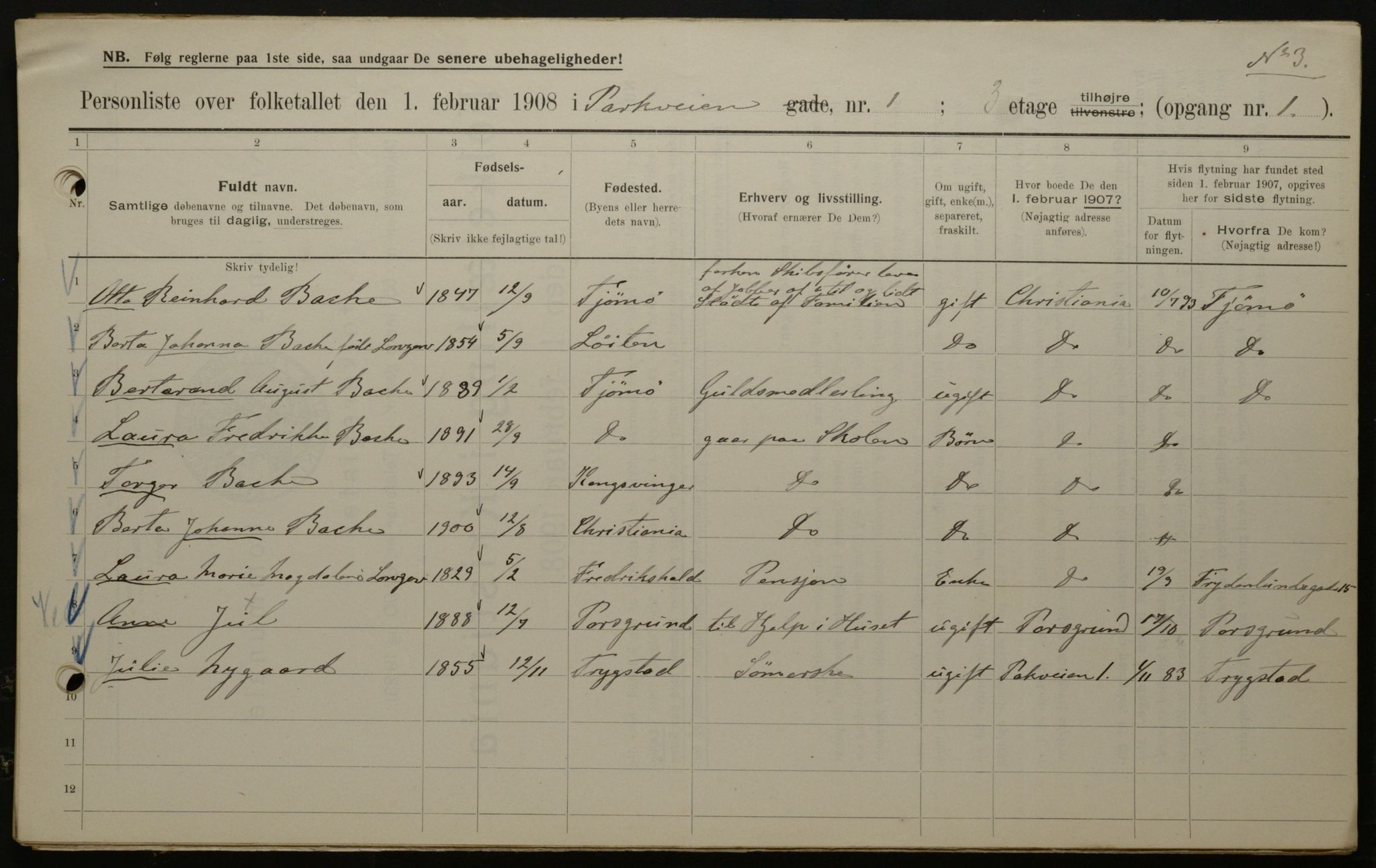 OBA, Municipal Census 1908 for Kristiania, 1908, p. 69687