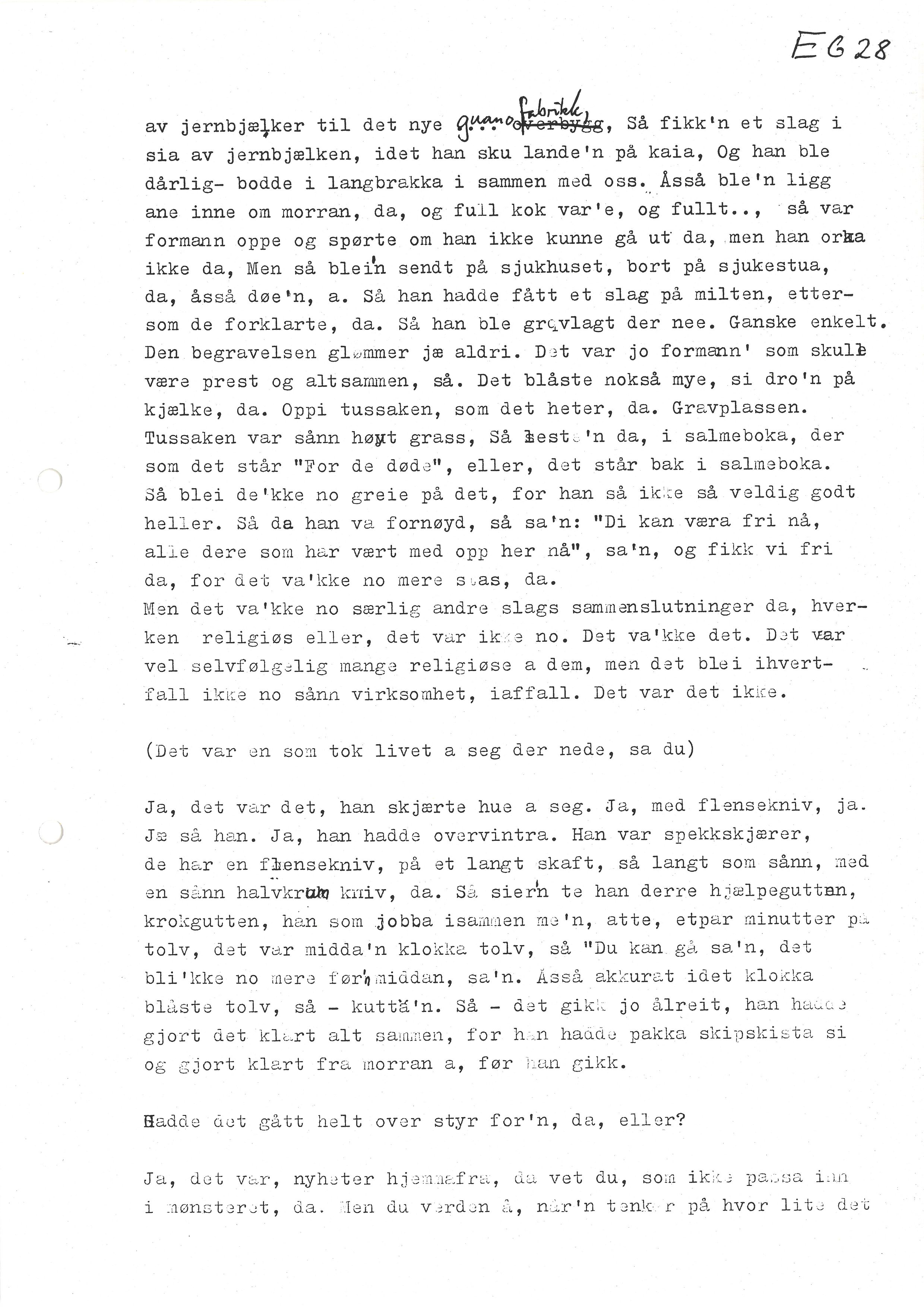 Sa 16 - Folkemusikk fra Vestfold, Gjerdesamlingen, VEMU/A-1868/I/L0001: Informantregister med intervjunedtegnelser, 1979-1986