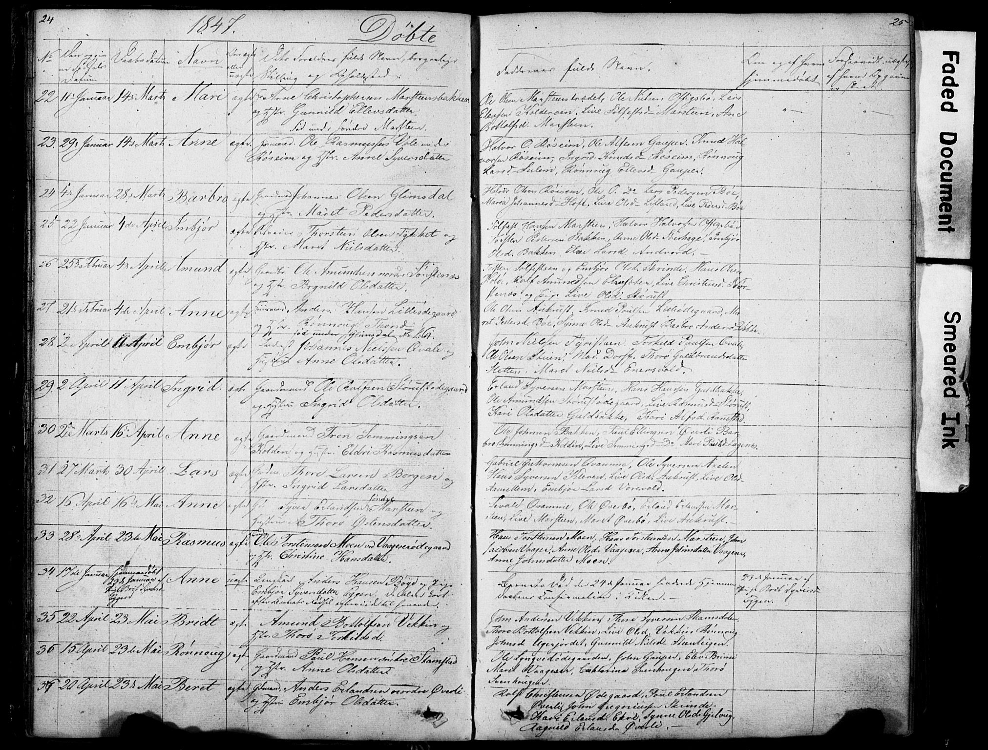 Lom prestekontor, AV/SAH-PREST-070/L/L0012: Parish register (copy) no. 12, 1845-1873, p. 24-25