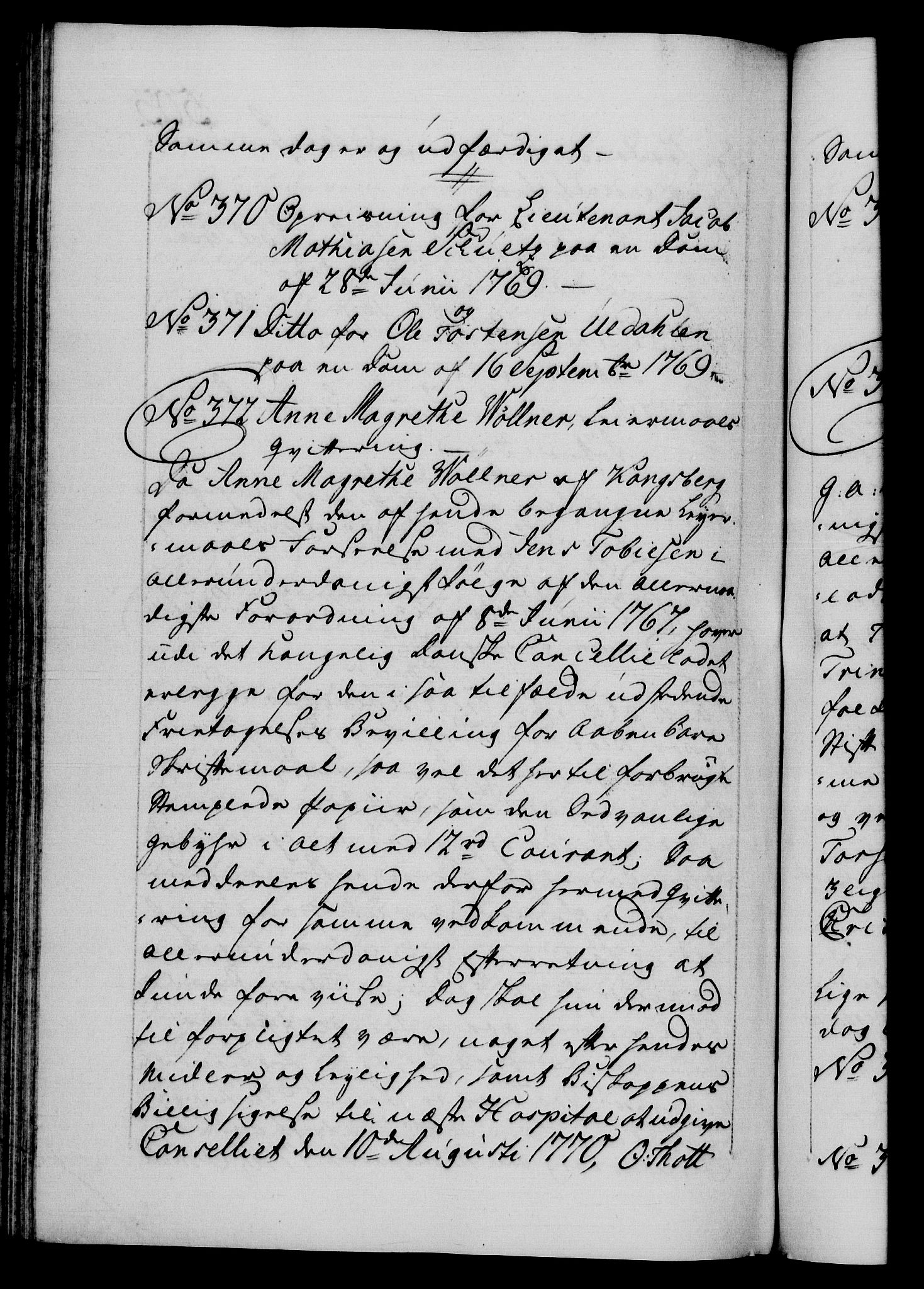 Danske Kanselli 1572-1799, AV/RA-EA-3023/F/Fc/Fca/Fcaa/L0044: Norske registre, 1769-1771, p. 503b