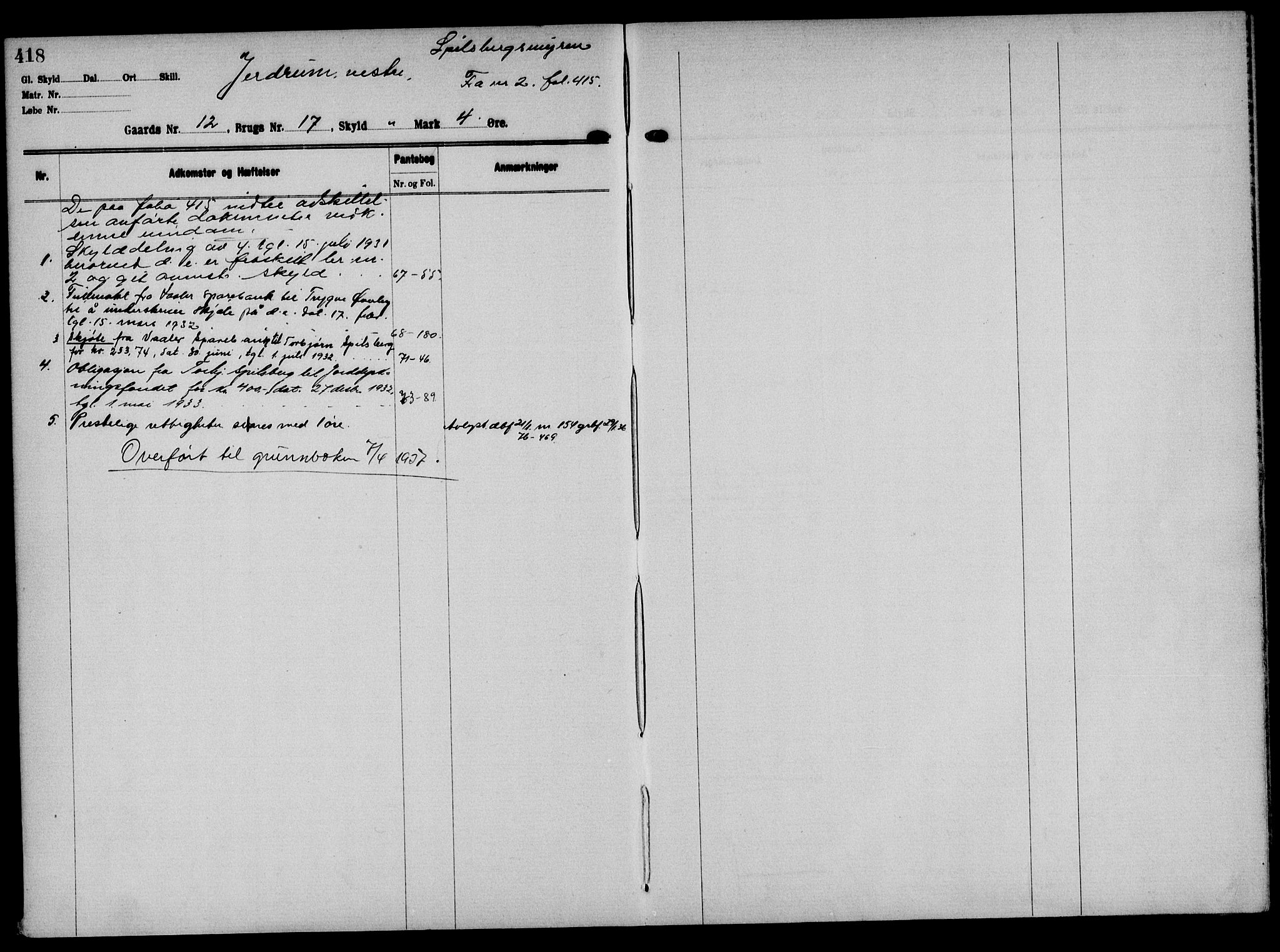 Solør tingrett, AV/SAH-TING-008/H/Ha/Hak/L0001: Mortgage register no. I, 1900-1935, p. 418