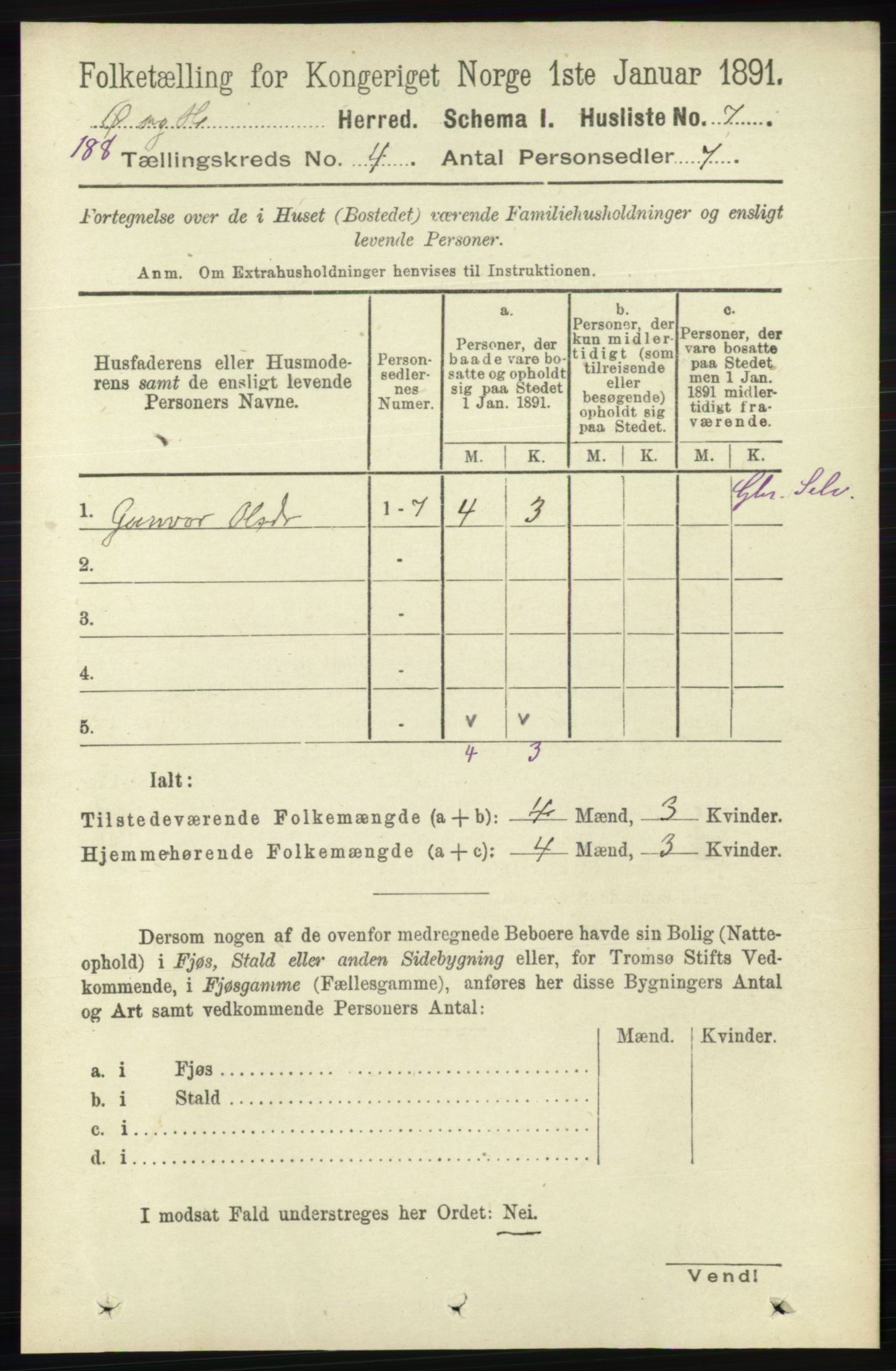 RA, 1891 census for 1016 Øvrebø og Hægeland, 1891, p. 654