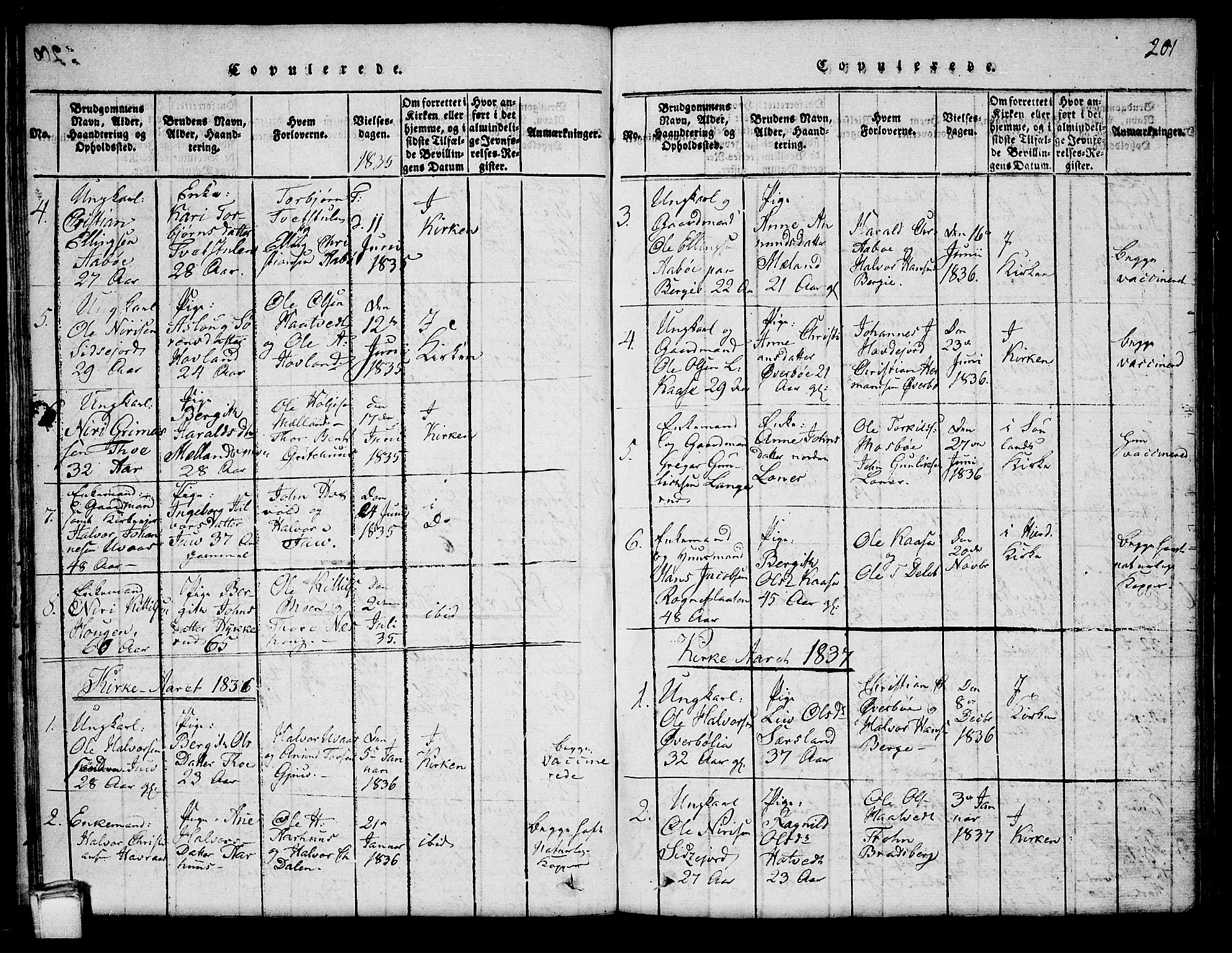 Hjartdal kirkebøker, SAKO/A-270/G/Ga/L0001: Parish register (copy) no. I 1, 1815-1842, p. 201